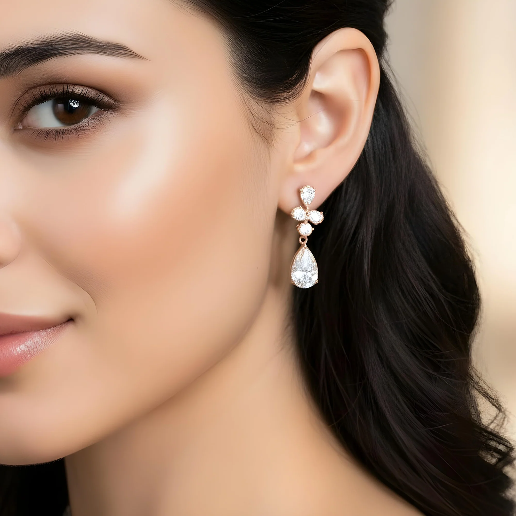 18K White Gold Pear & Round Cut Diamond Drop Earrings 14.34ctw - Image 7