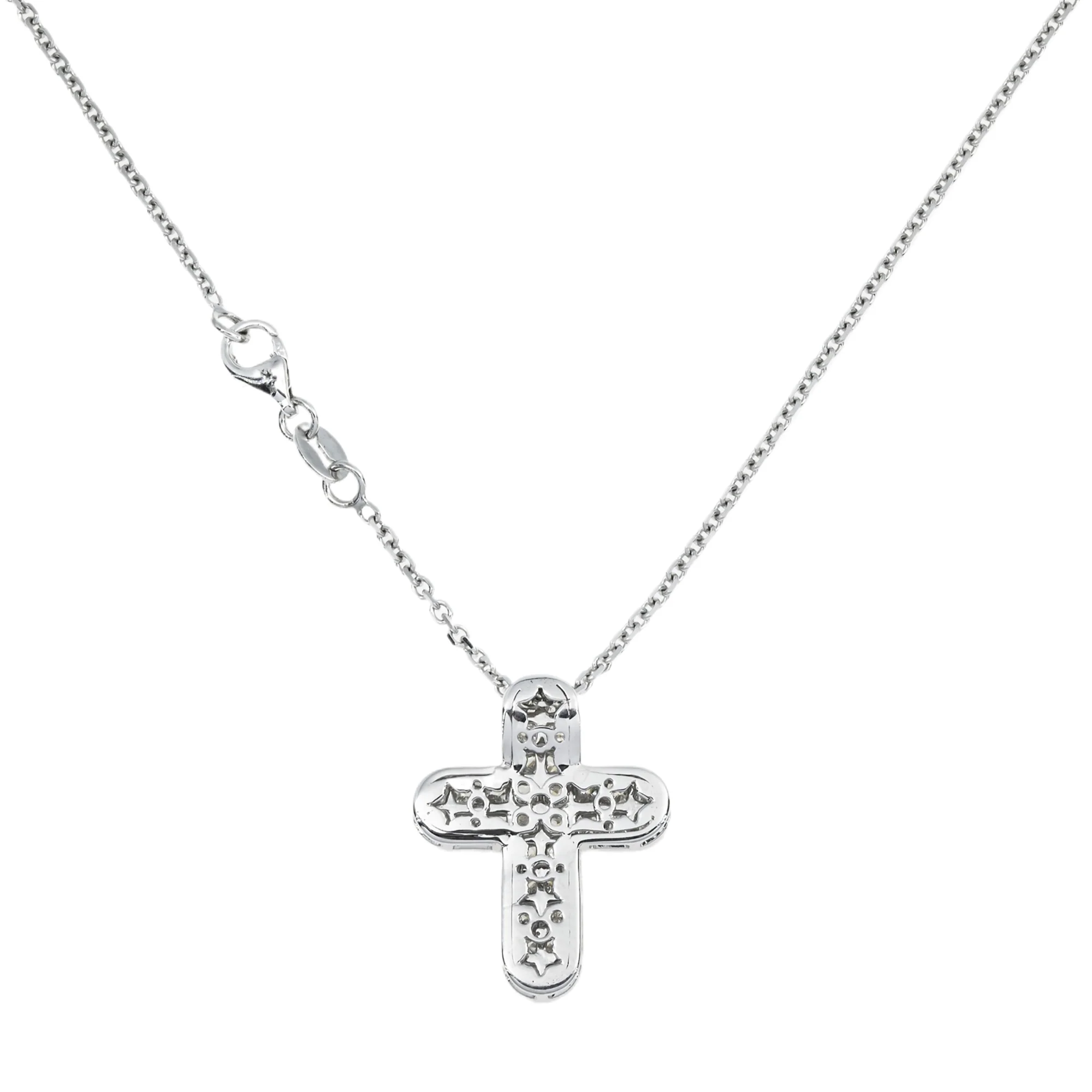 18K White Gold Princess Cut Diamond Cross Pendant & Chain Necklace 1.90ct - Image 3