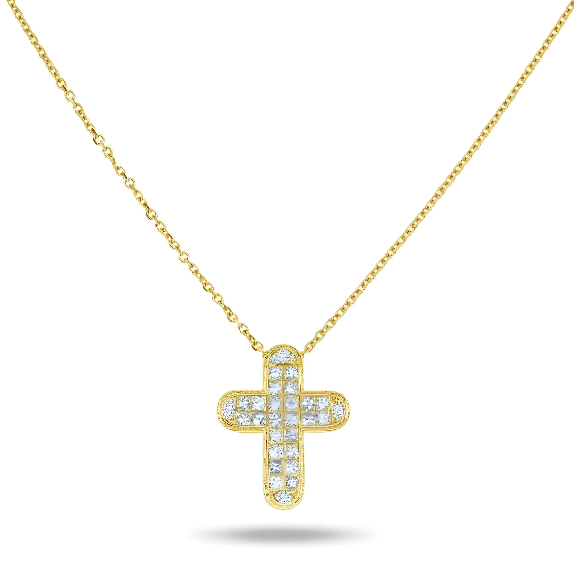 18K White Gold Princess Cut Diamond Cross Pendant & Chain Necklace 1.90ct - Image 5