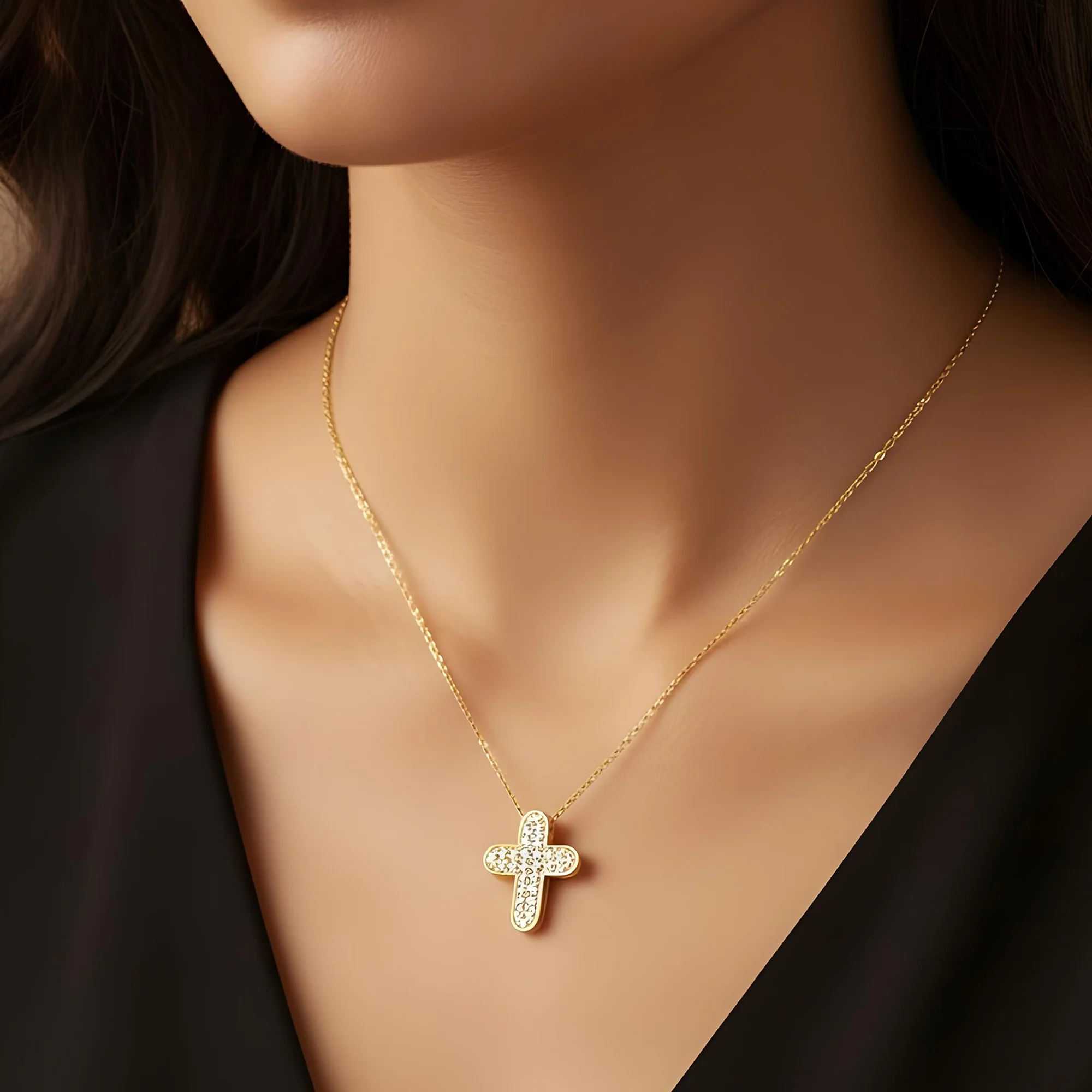 18K White Gold Princess Cut Diamond Cross Pendant & Chain Necklace 1.90ct - Image 6