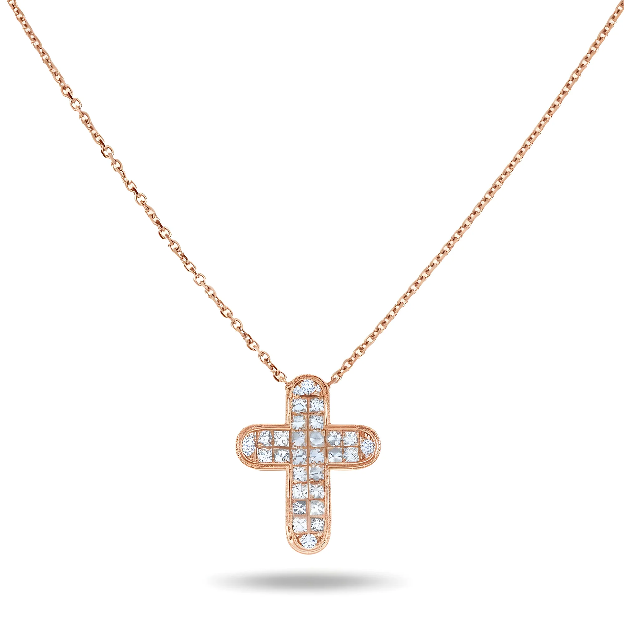 18K White Gold Princess Cut Diamond Cross Pendant & Chain Necklace 1.90ct - Image 7