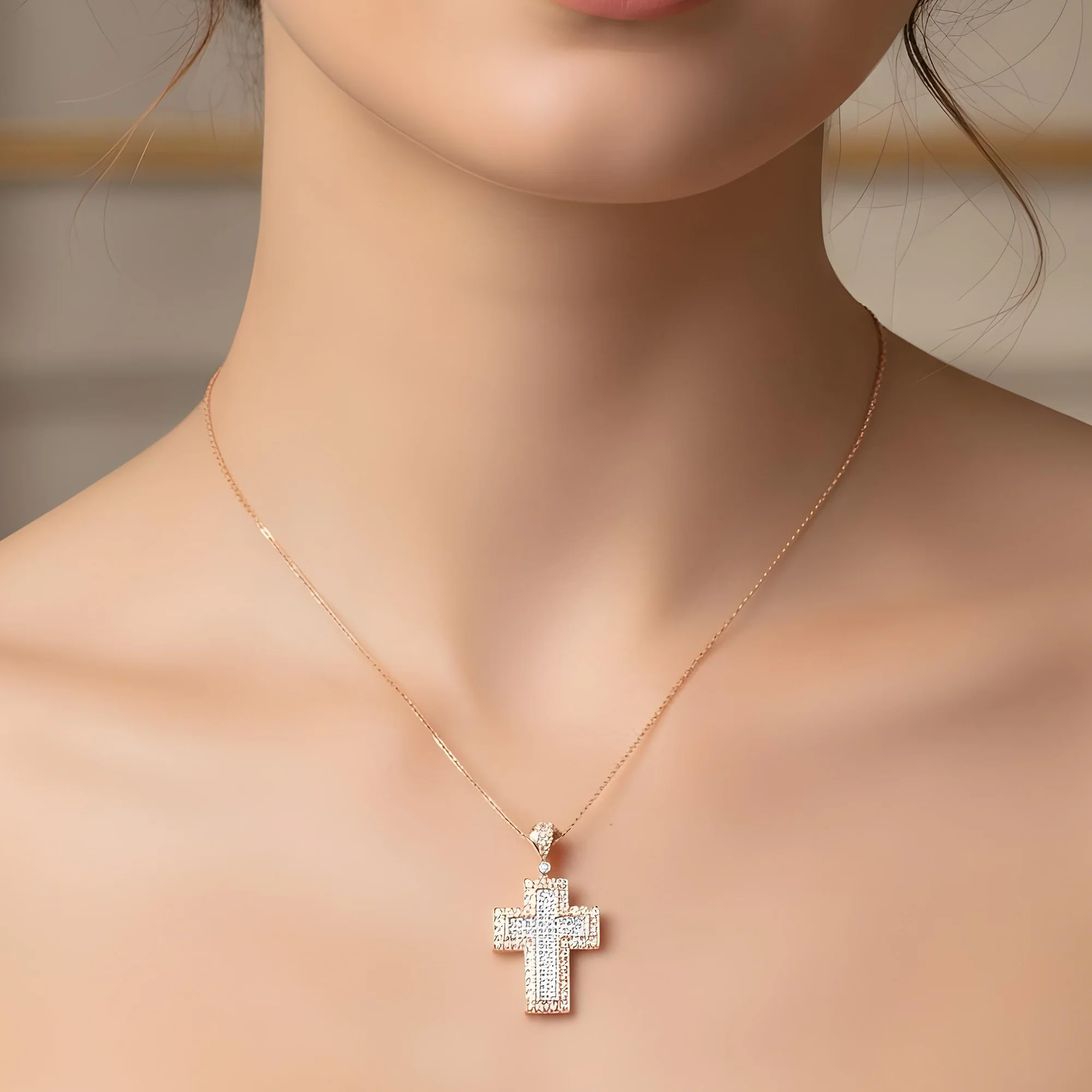 18K White Gold Princess & Round Diamond Cross Pendant & Chain Necklace 2.01ct - Image 8