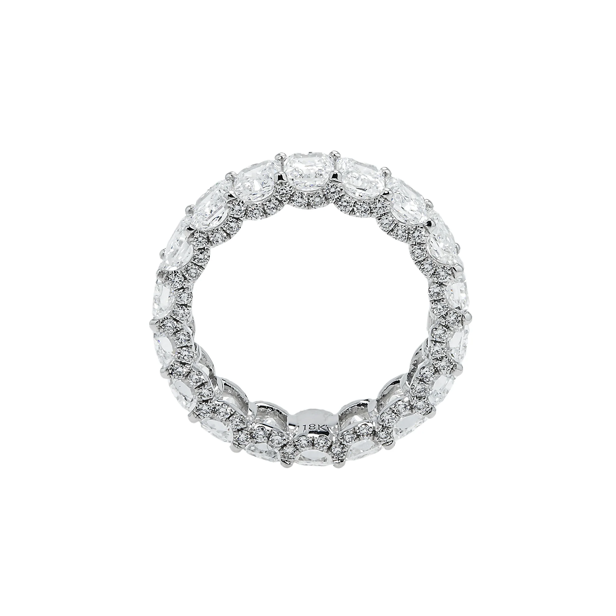 18K White Gold Radiant Cut Diamond Eternity Ring w/ Encrusted Setting 8.65ct (size 6) - Image 3