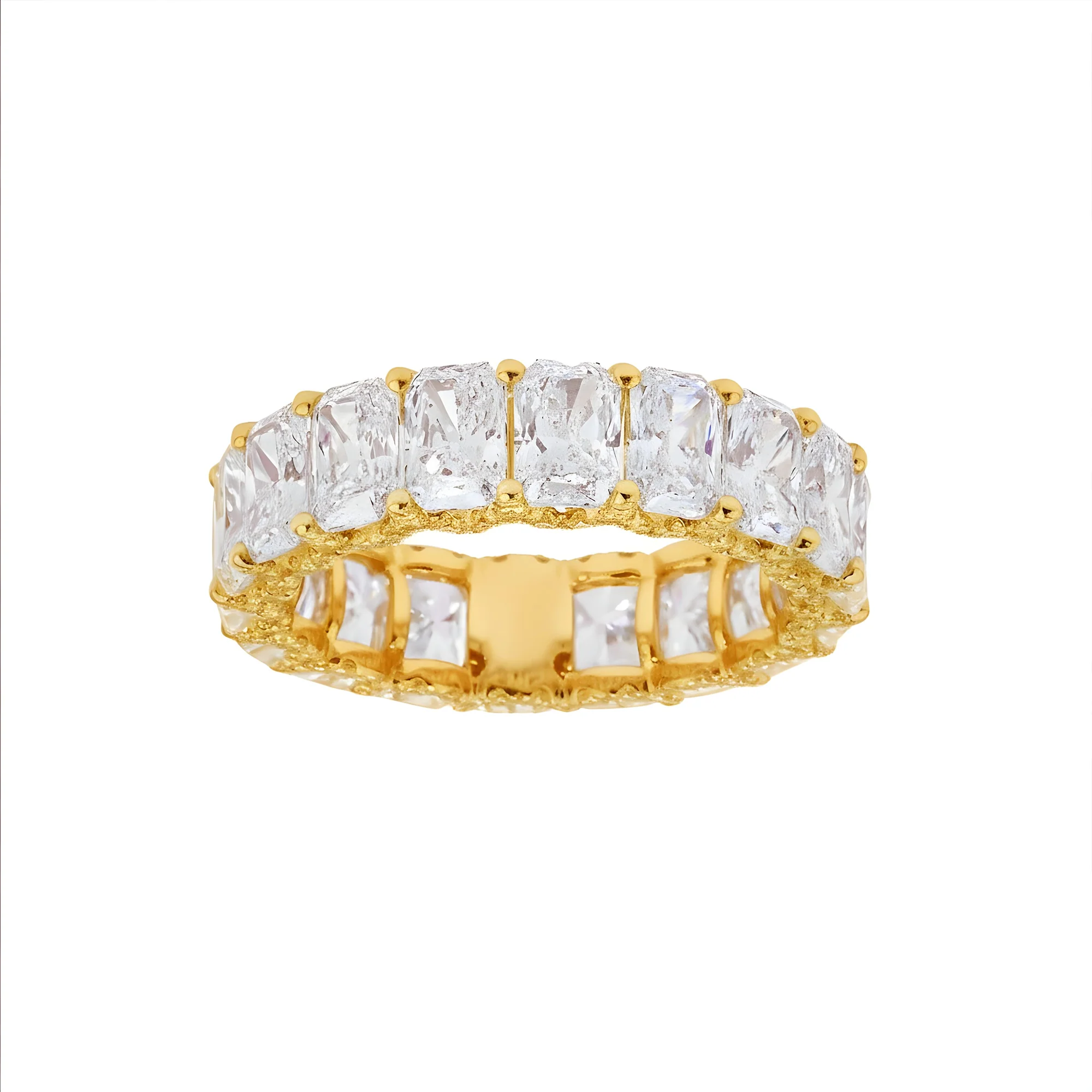 18K White Gold Radiant Cut Diamond Eternity Ring w/ Encrusted Setting 8.65ct (size 6) - Image 5