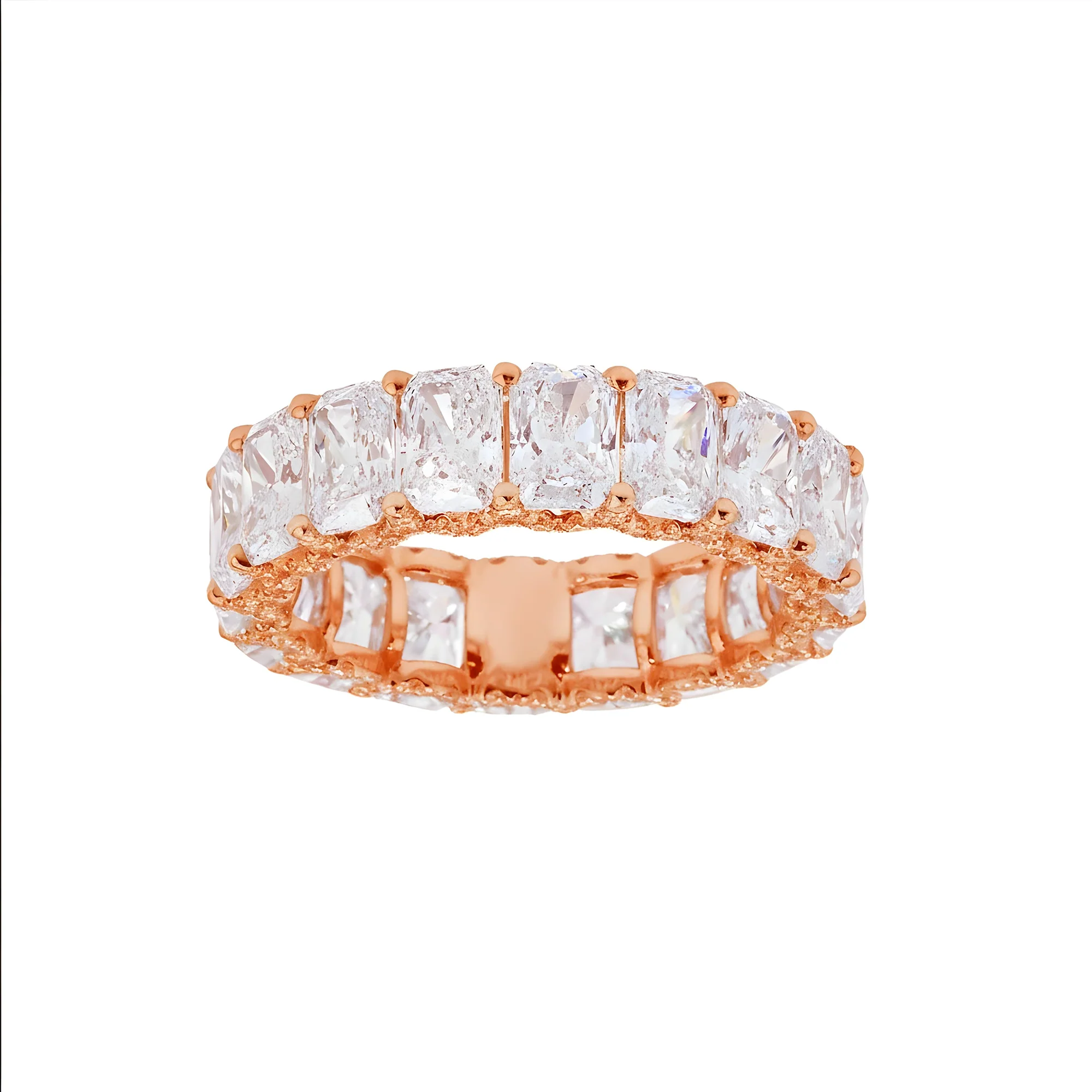 18K White Gold Radiant Cut Diamond Eternity Ring w/ Encrusted Setting 8.65ct (size 6) - Image 7