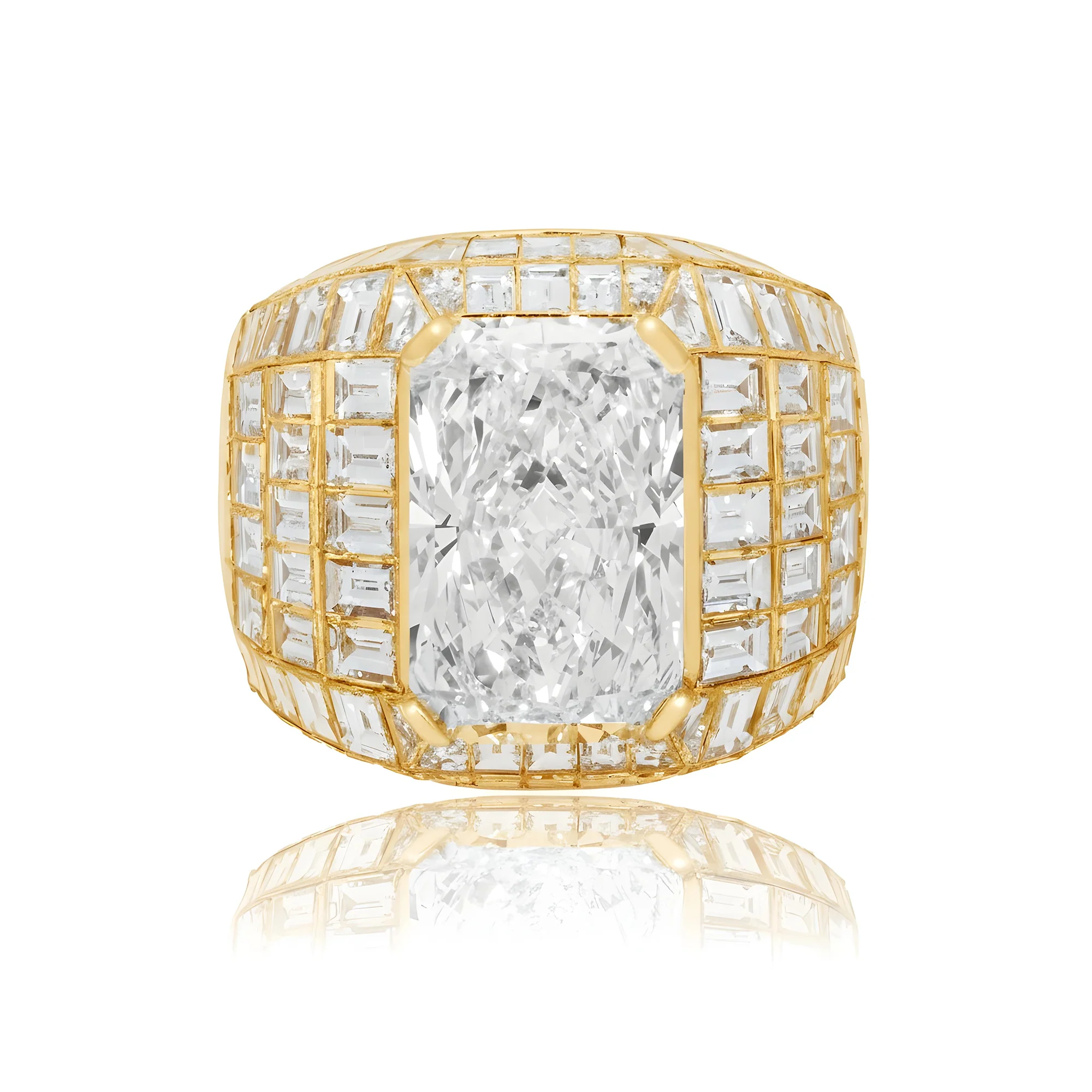 18K White Gold Radiant & Emerald Cut Chandelier Ring 32.01ctw - Image 7