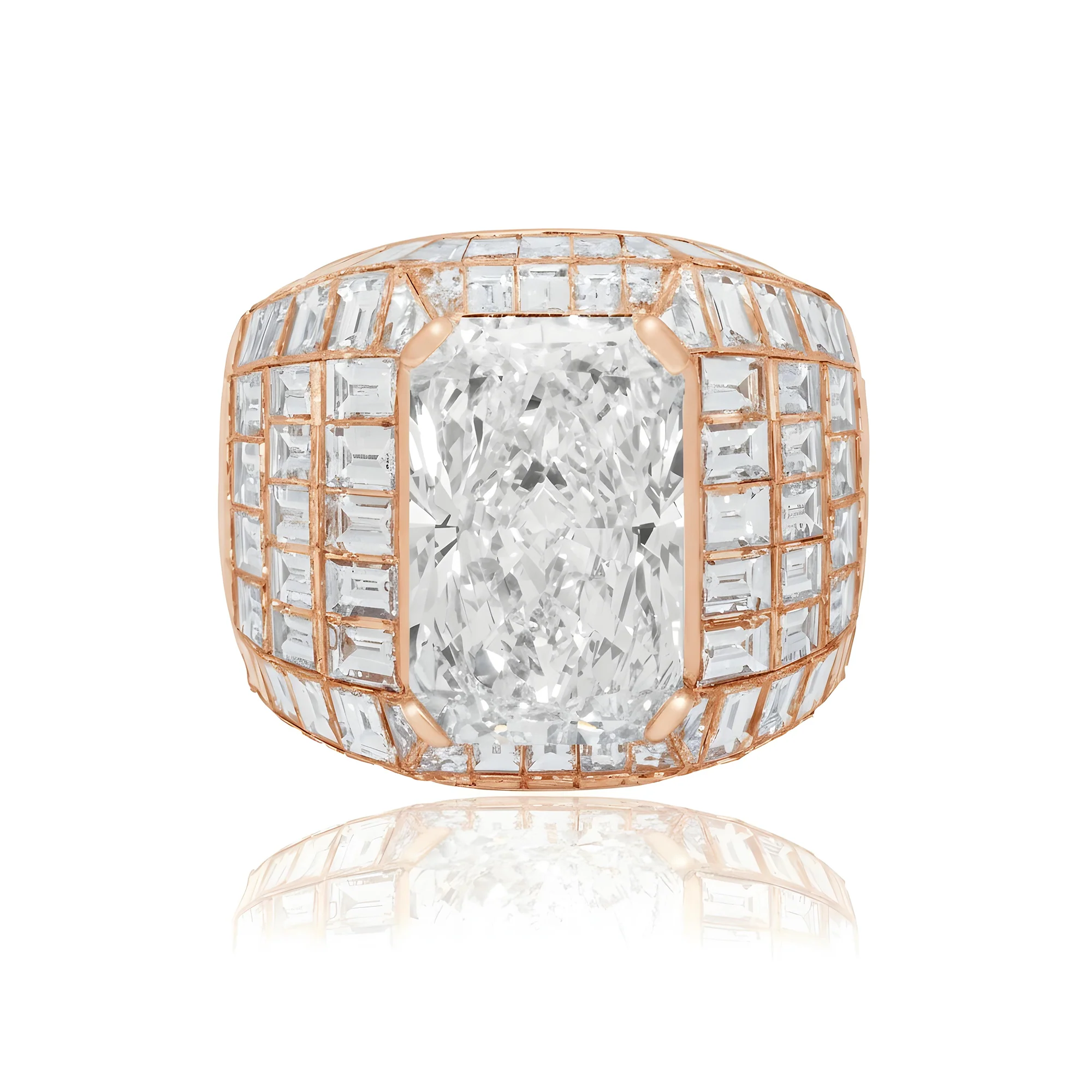 18K White Gold Radiant & Emerald Cut Chandelier Ring 32.01ctw - Image 9
