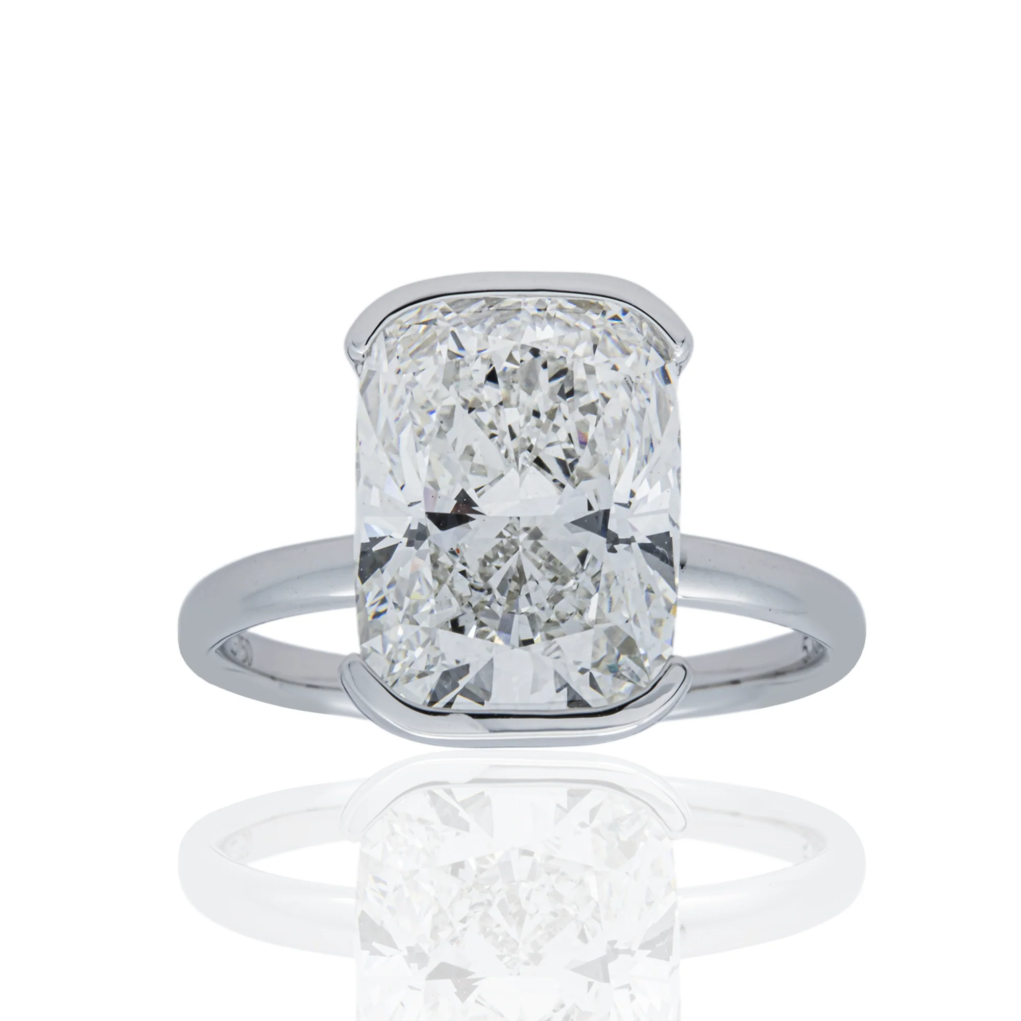 18K White Gold Radiant Solitaire Diamond Engagement Ring 5.13ctw