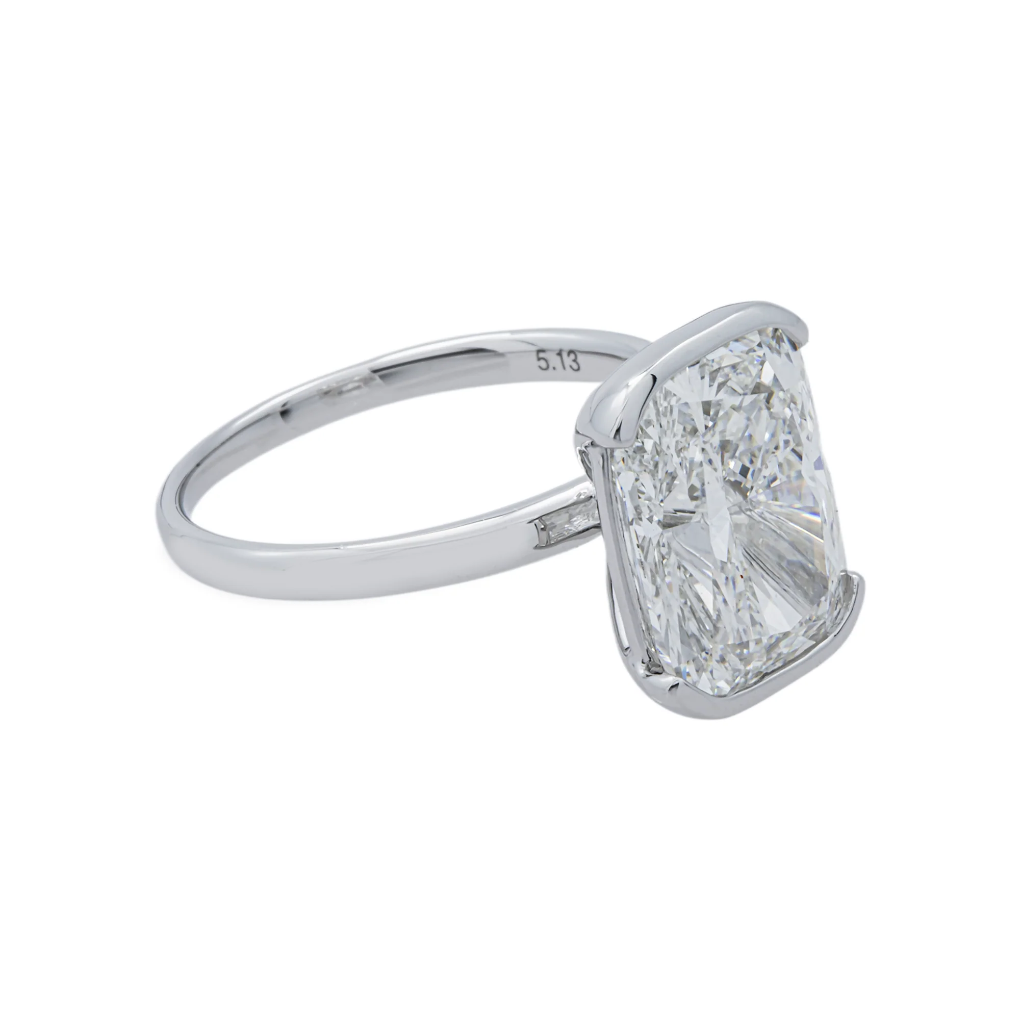 18K White Gold Radiant Solitaire Diamond Engagement Ring 5.13ctw - Image 3