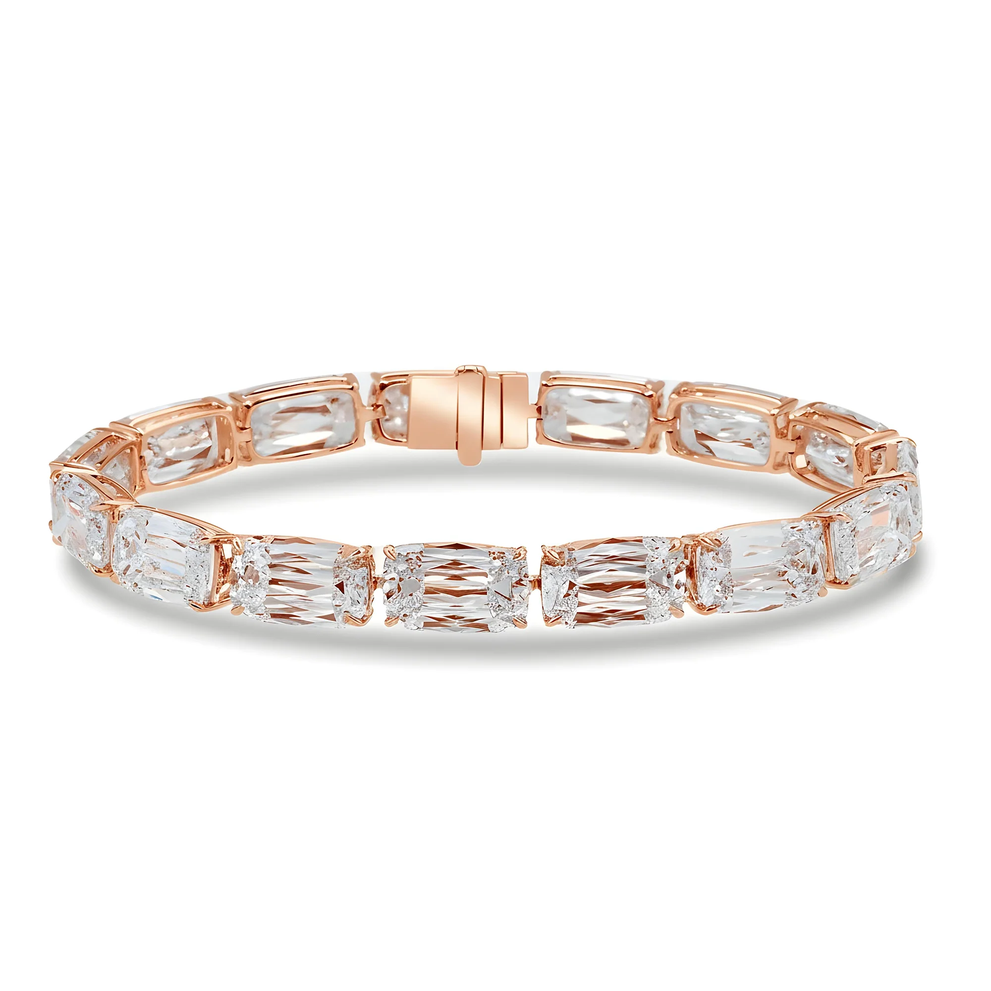 18K White Gold Rare Cut Diamond Bracelet 46.08ct - Image 6