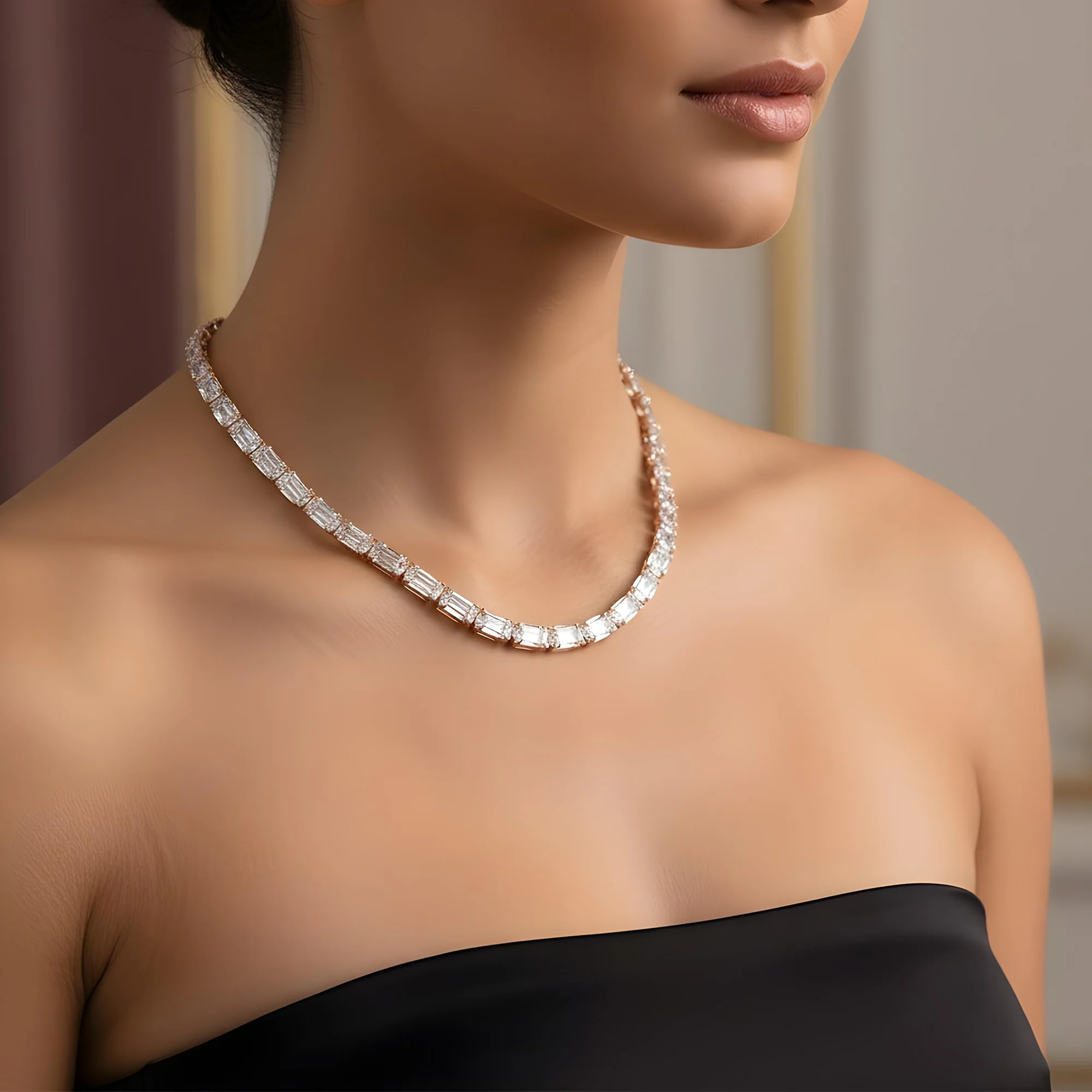 18K White Gold Rare Cut Diamond Chain 80.93ct - Image 7