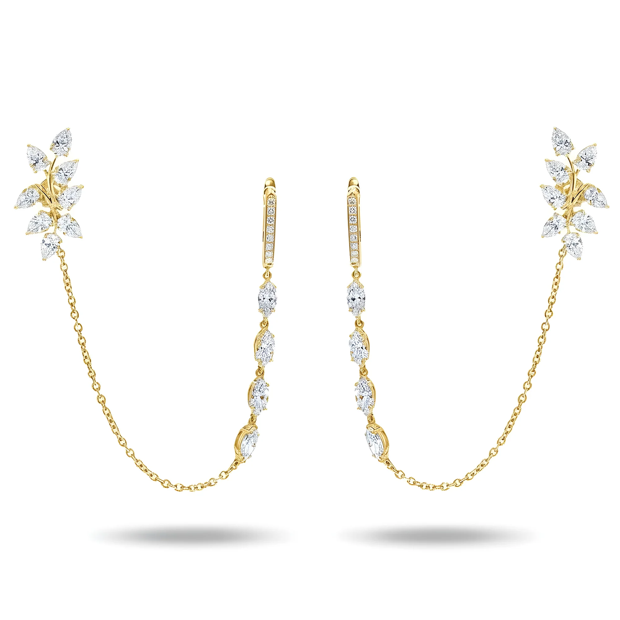 18K White Gold Reversable Vine Climber Daimond Earrings 6.31ctw - Image 5