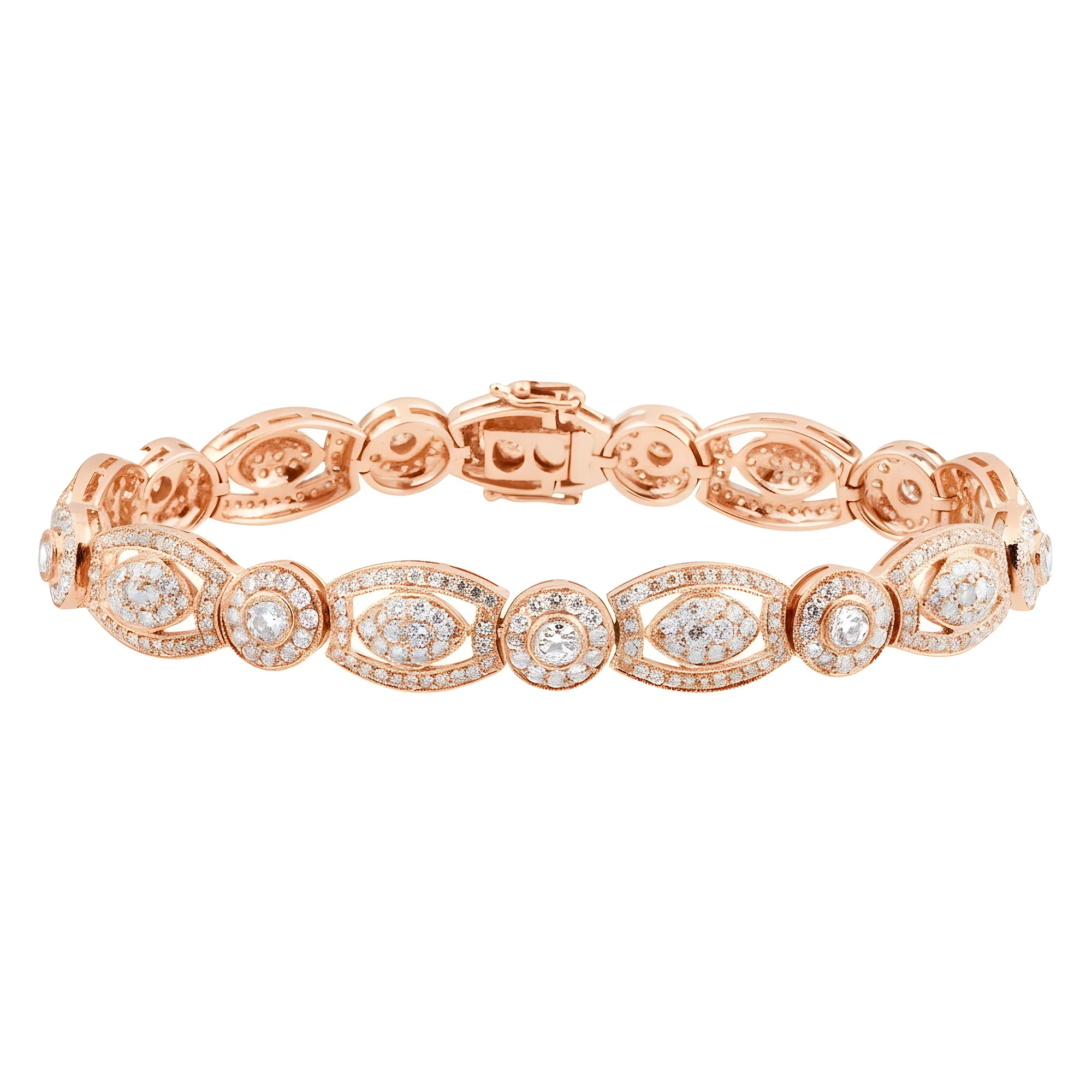 18K White Gold Round Art Deco Diamond Bracelet 4.77ct - Image 7