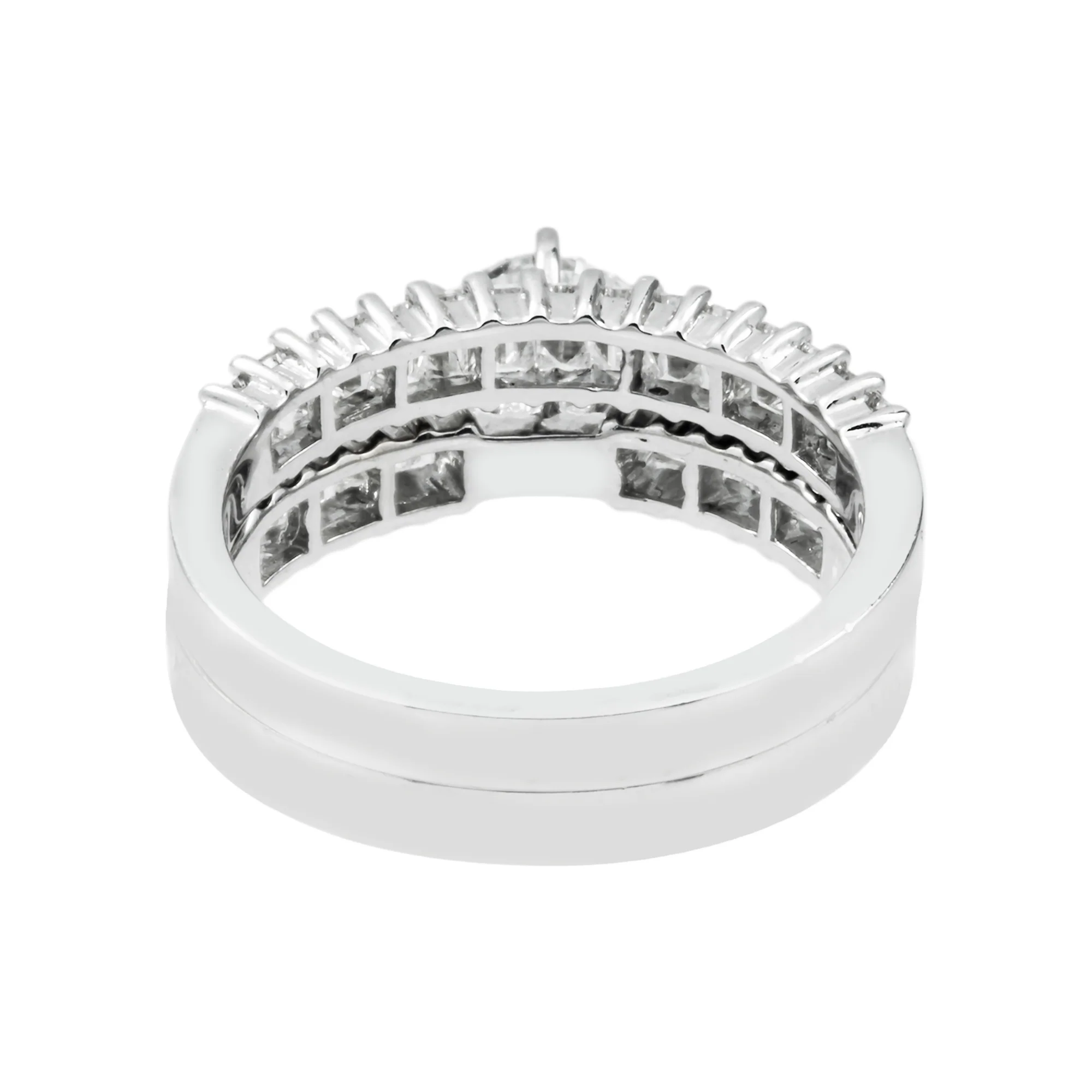 18K White Gold Round & Baguette Diamond Engagement Ring & Wedding Band Set 2.33ctw - Image 5