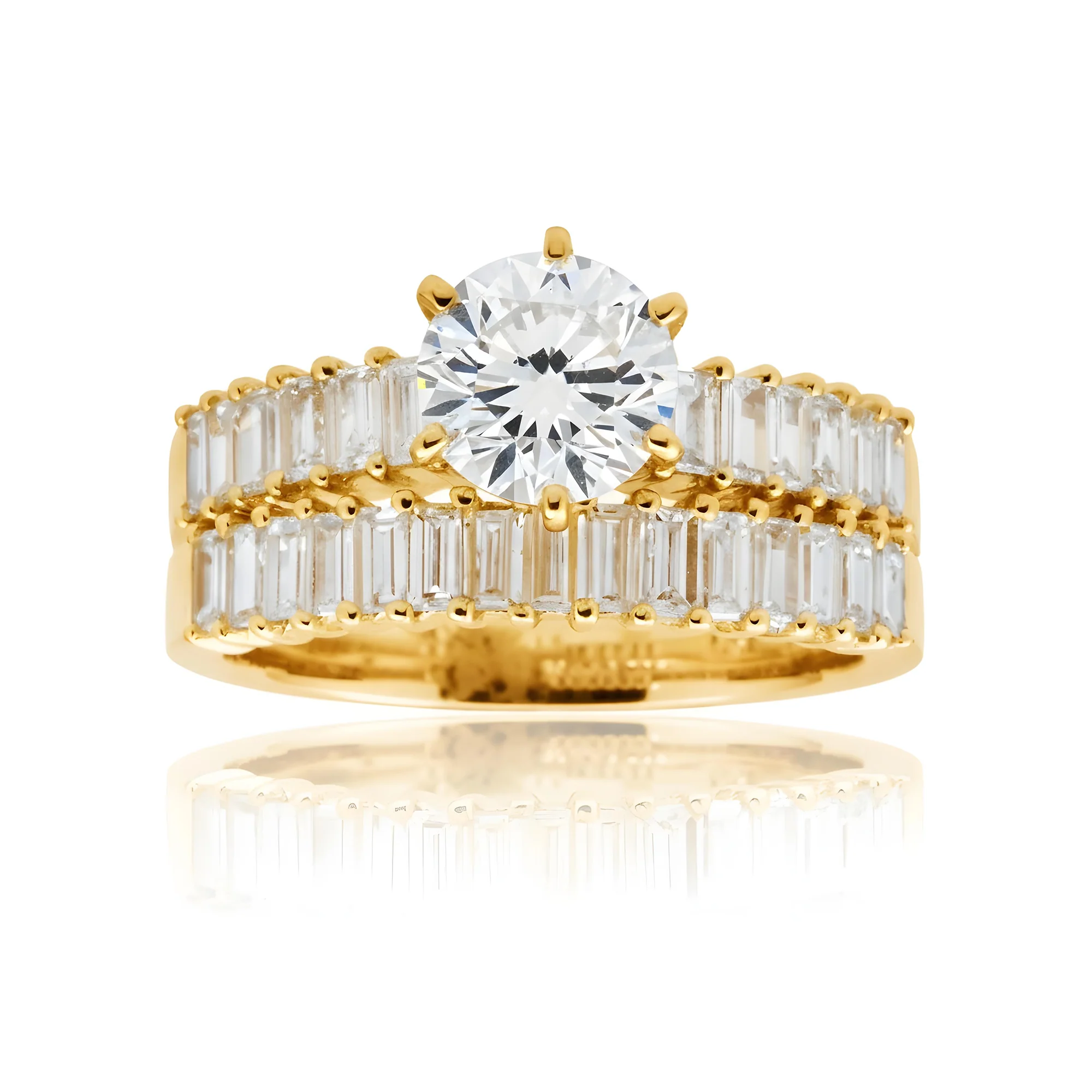 18K White Gold Round & Baguette Diamond Engagement Ring & Wedding Band Set 2.33ctw - Image 7
