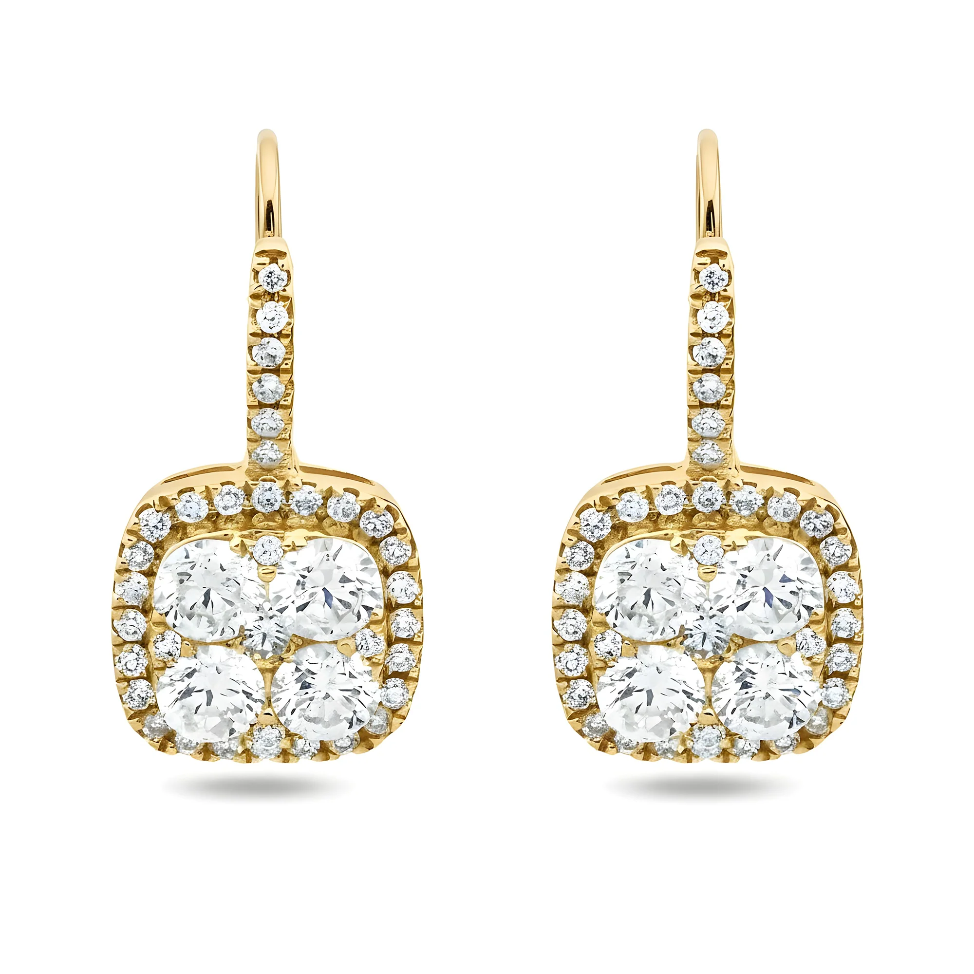 18K White Gold Round Diamond Drop Earrings 1.76ctw - Image 4