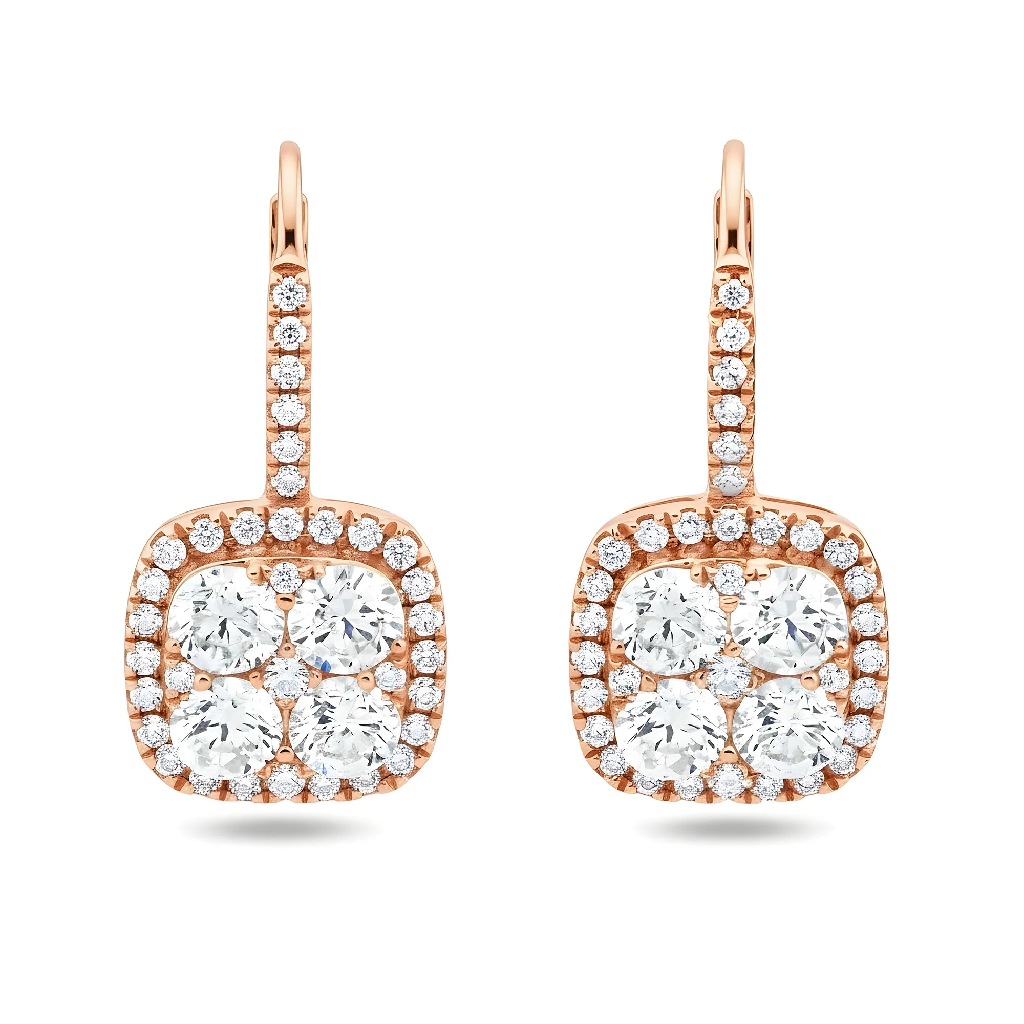 18K White Gold Round Diamond Drop Earrings 1.76ctw - Image 6