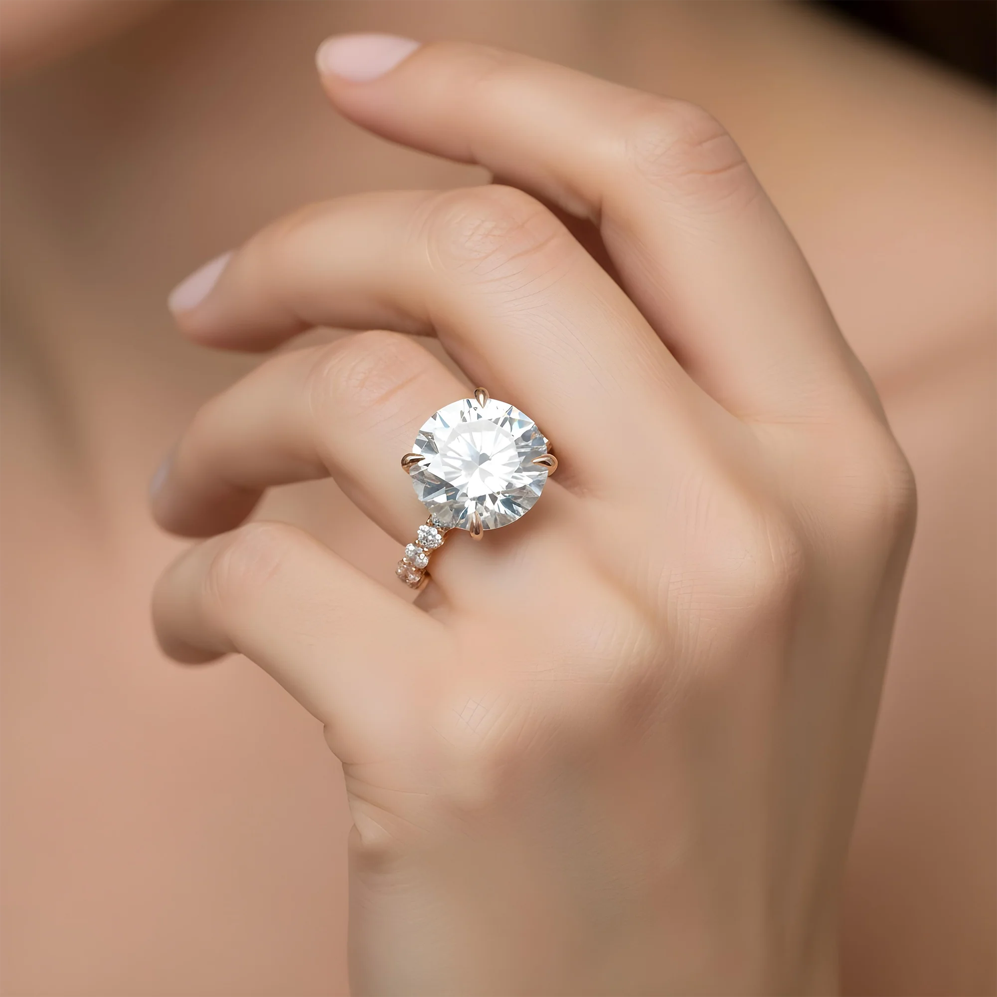 18K White Gold 12.20ct Round Diamond Engagement Ring 15.35ctw - Image 10
