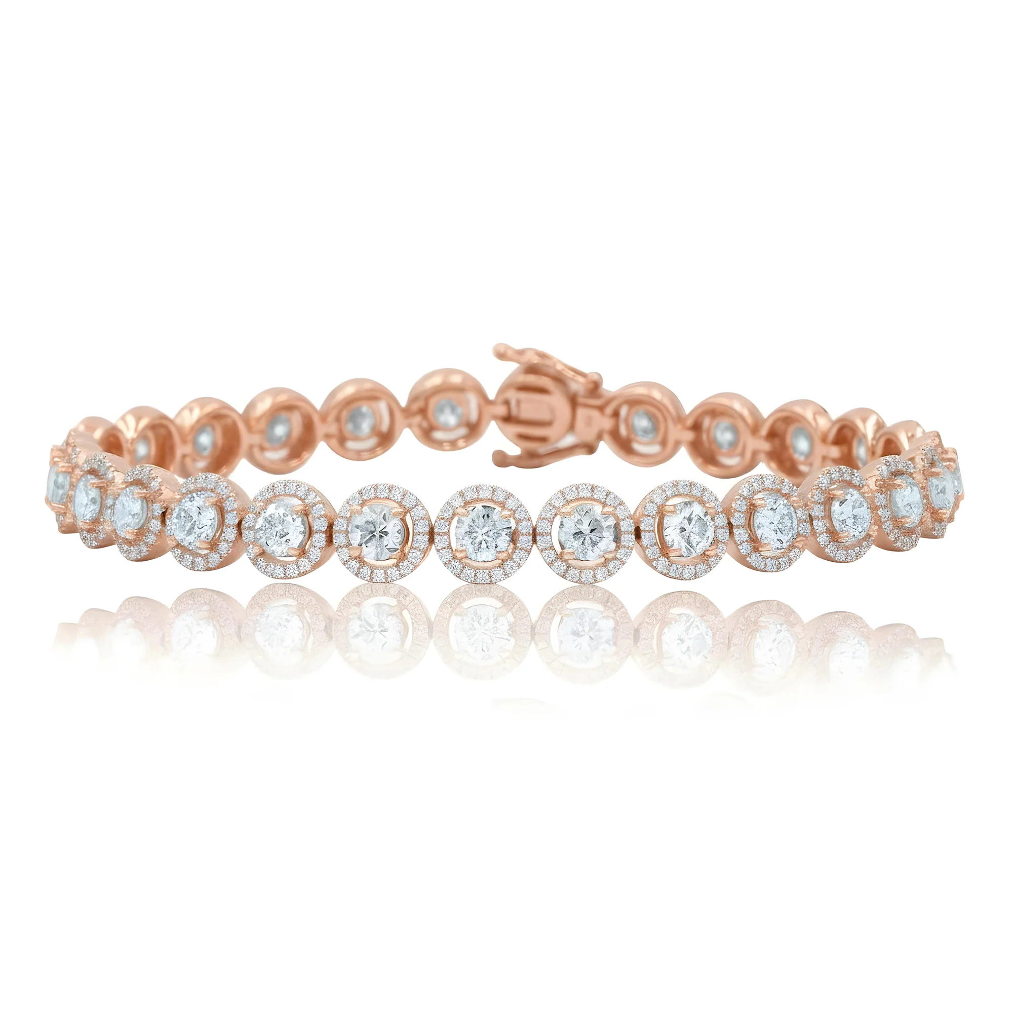 18K White Gold Round Diamond Halo Bracelet 6.63ct - Image 6