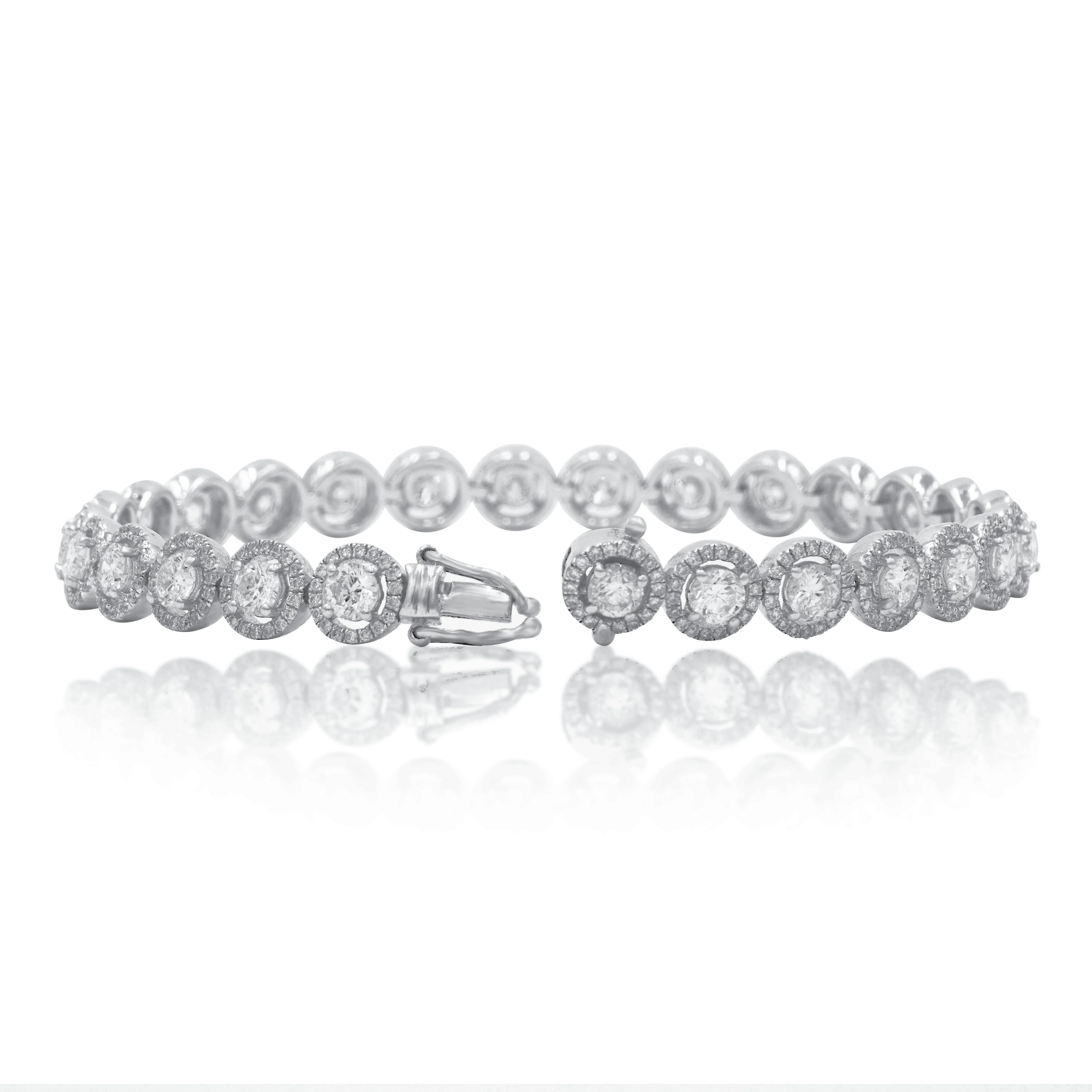 18K White Gold Round Diamond Halo Bracelet 8.62ct - Image 3