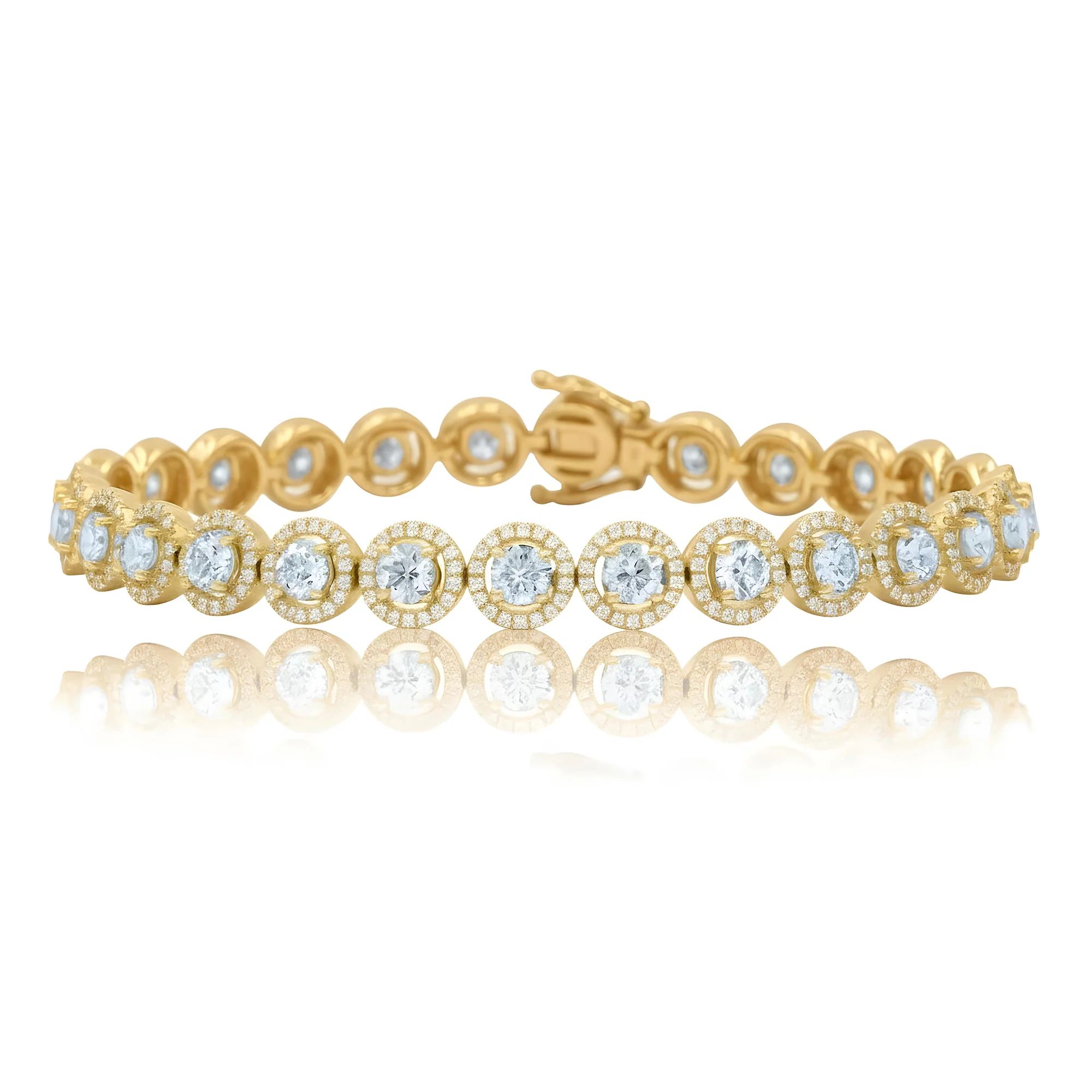 18K White Gold Round Diamond Halo Bracelet 8.62ct - Image 4
