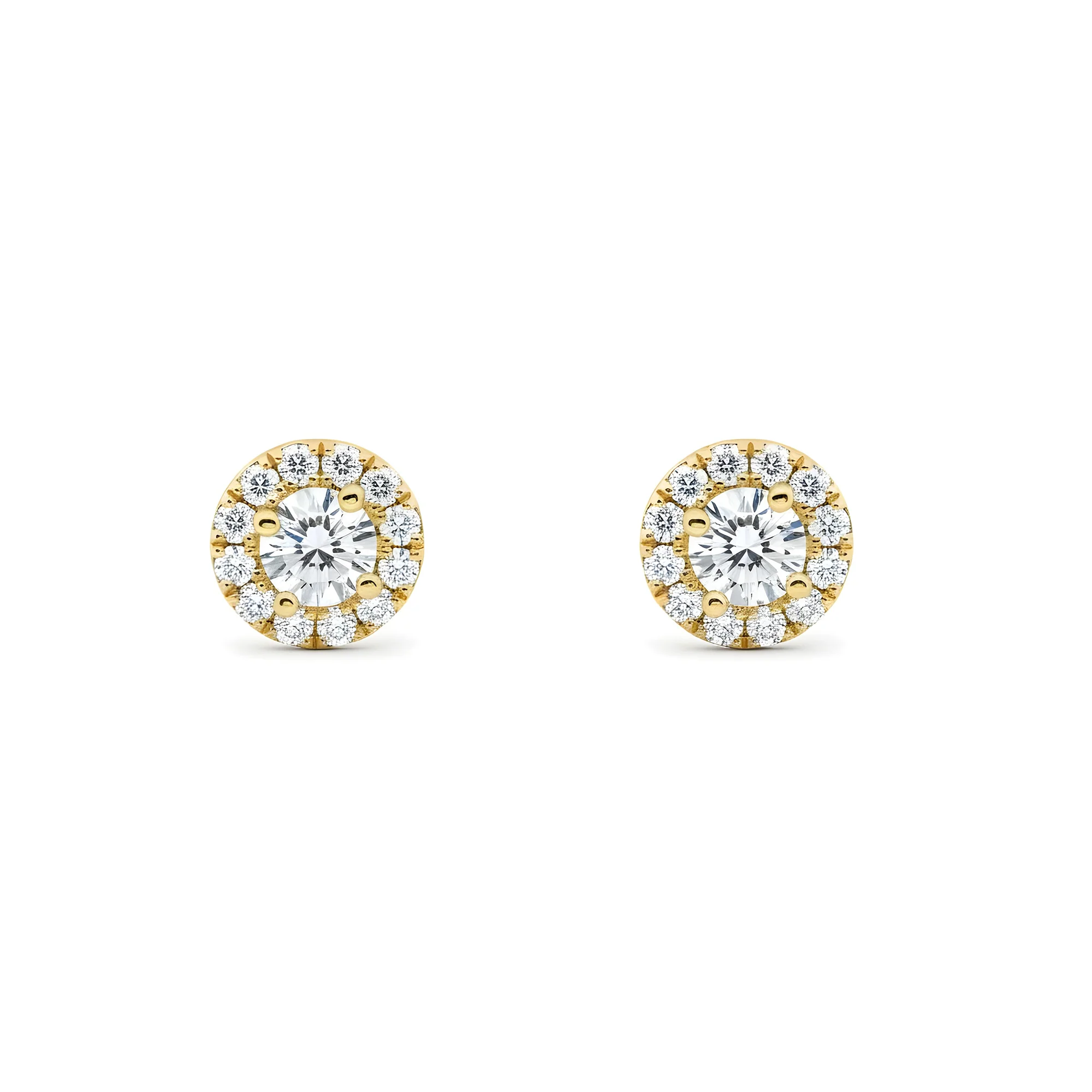 18K White Gold Round Diamond Halo Stud Earrings 1.35ctw - Image 6
