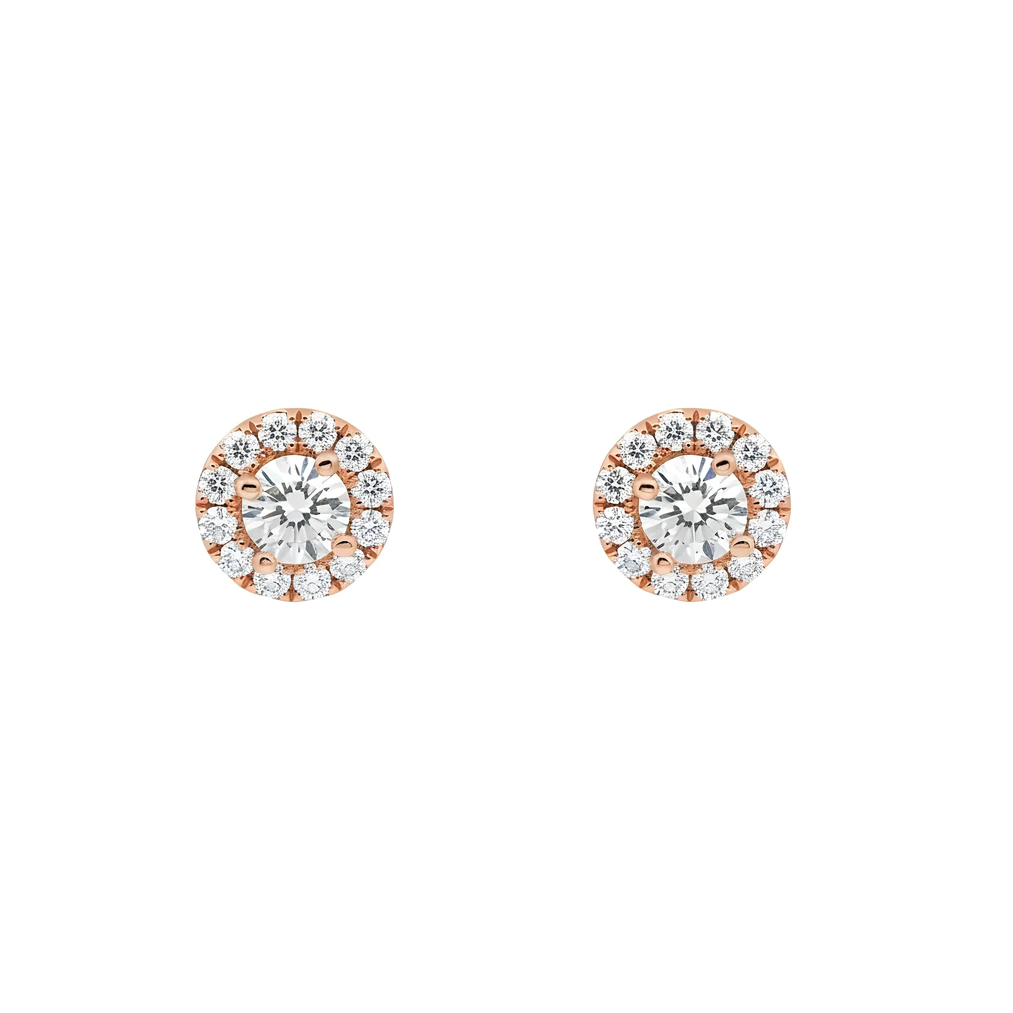 18K White Gold Round Diamond Halo Stud Earrings 1.35ctw - Image 8