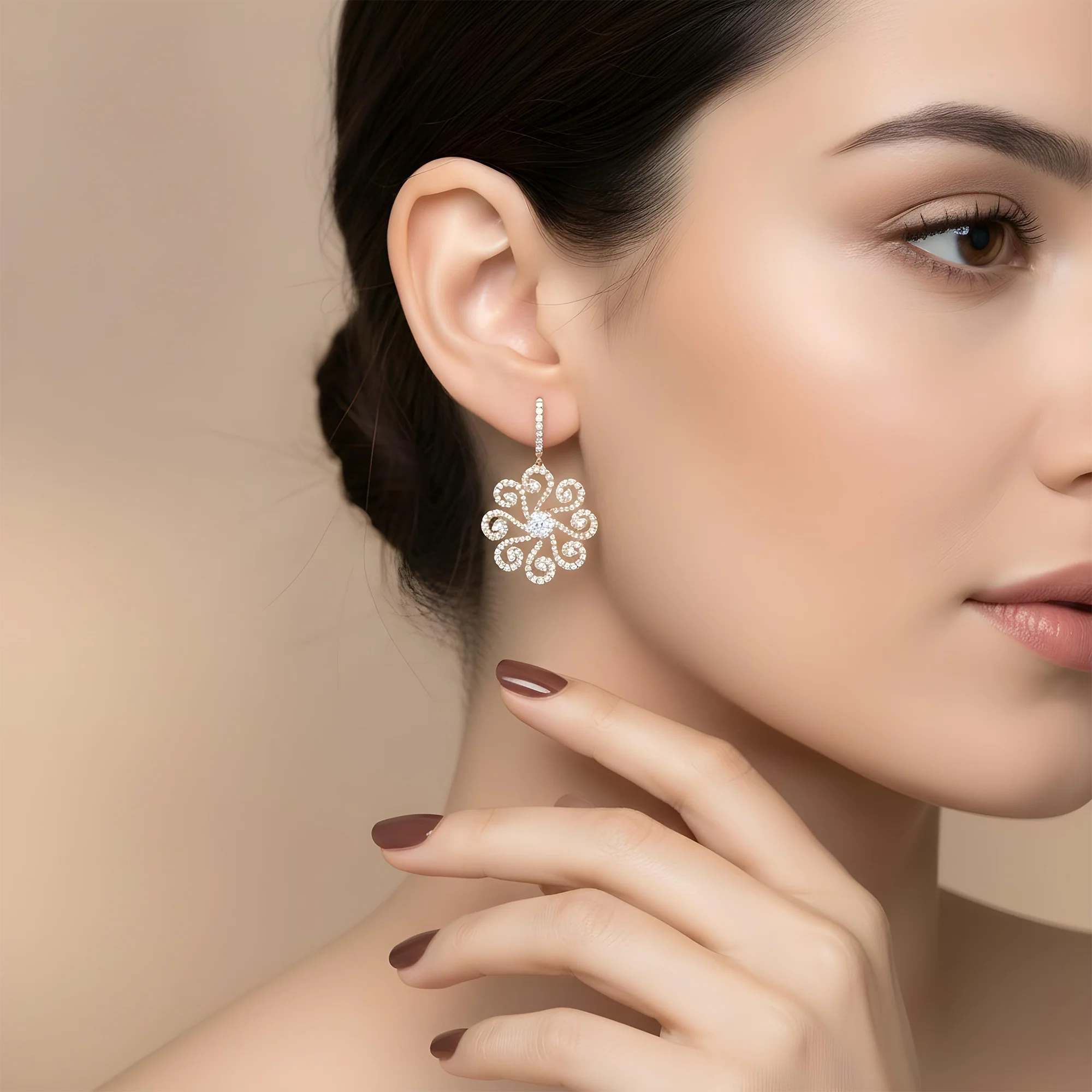 18K White Gold Round Diamond Pinwheel Drop Earrings 6.93ctw - Image 7