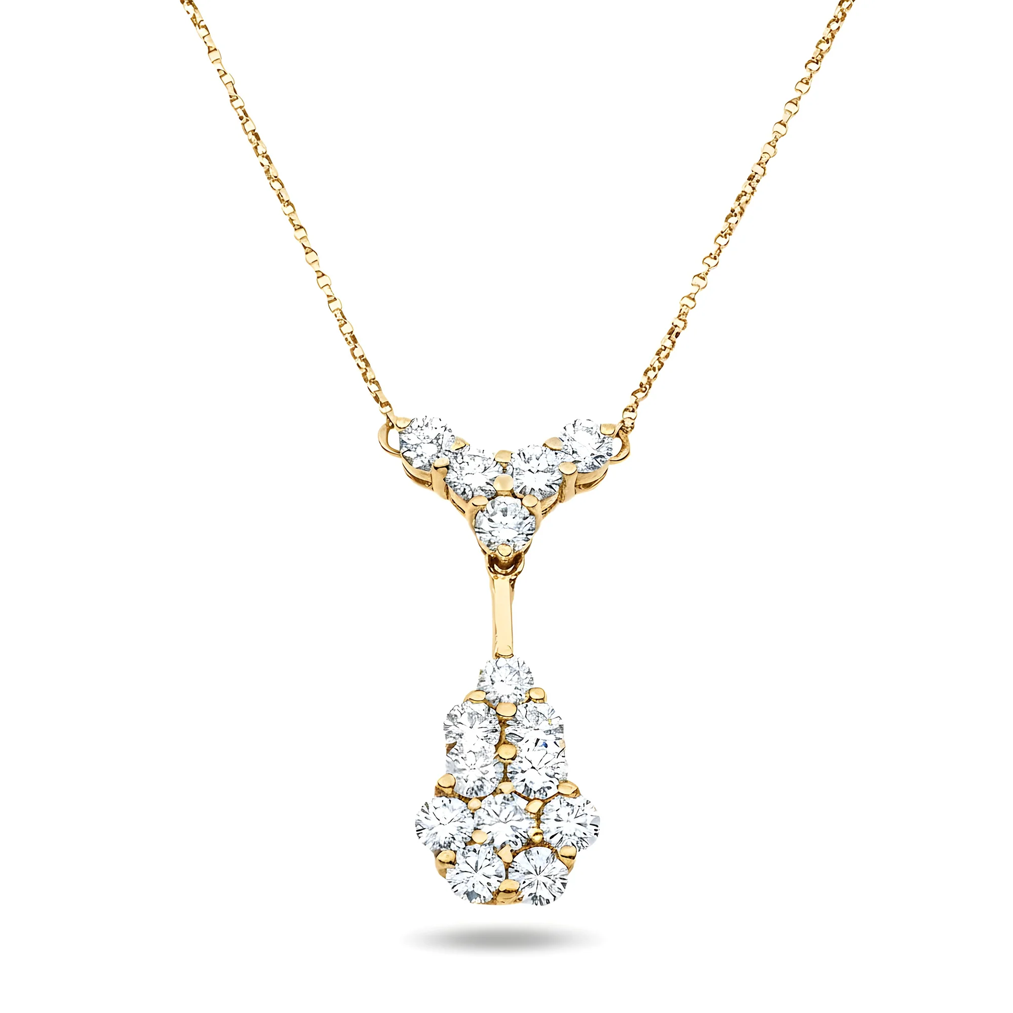 18K White Gold Round Diamonds Diamond Cluster Drop Necklace 2.90ct - Image 4