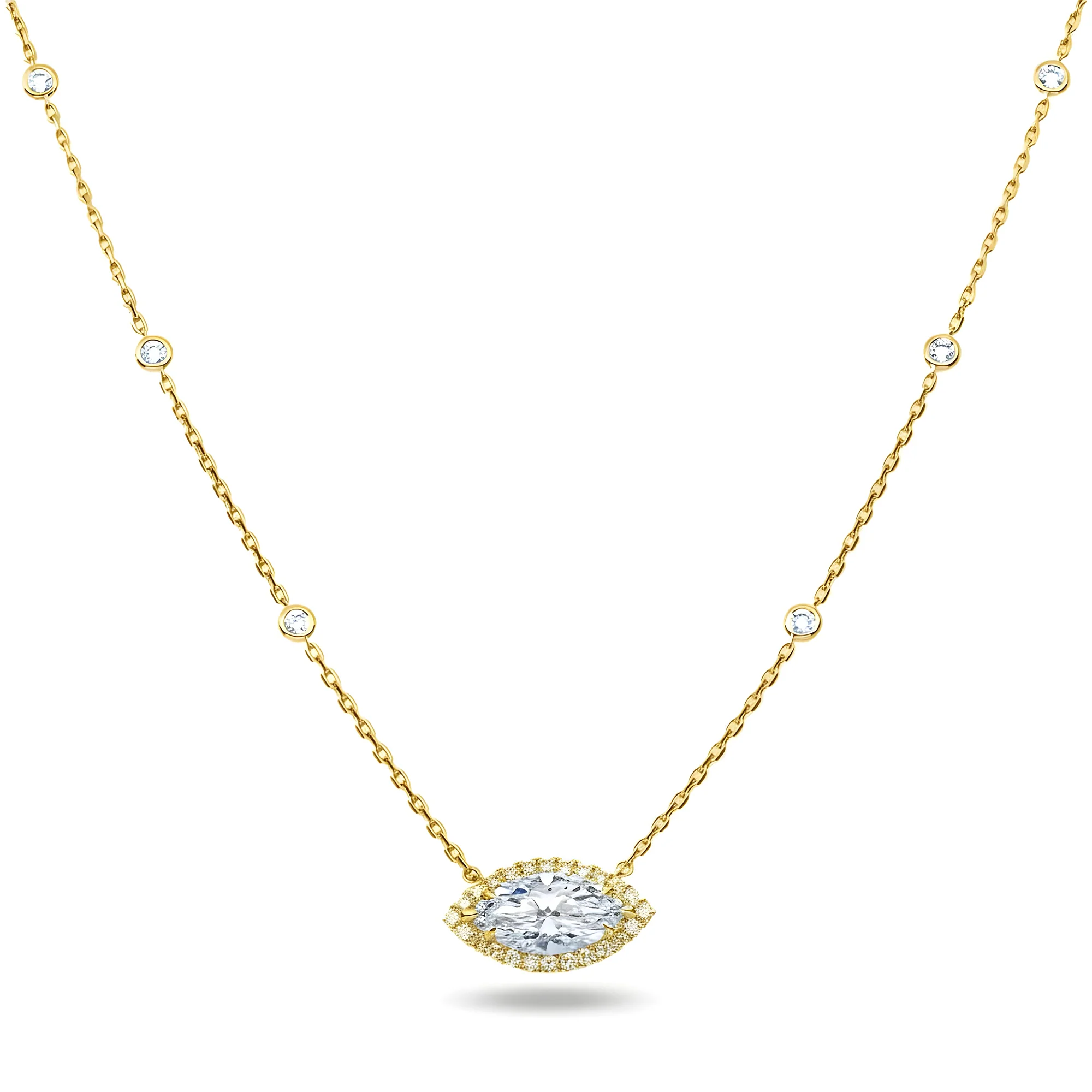 IGI 18K White Gold Round & Marquise Cut Diamond Necklace 3.32ct - Image 4