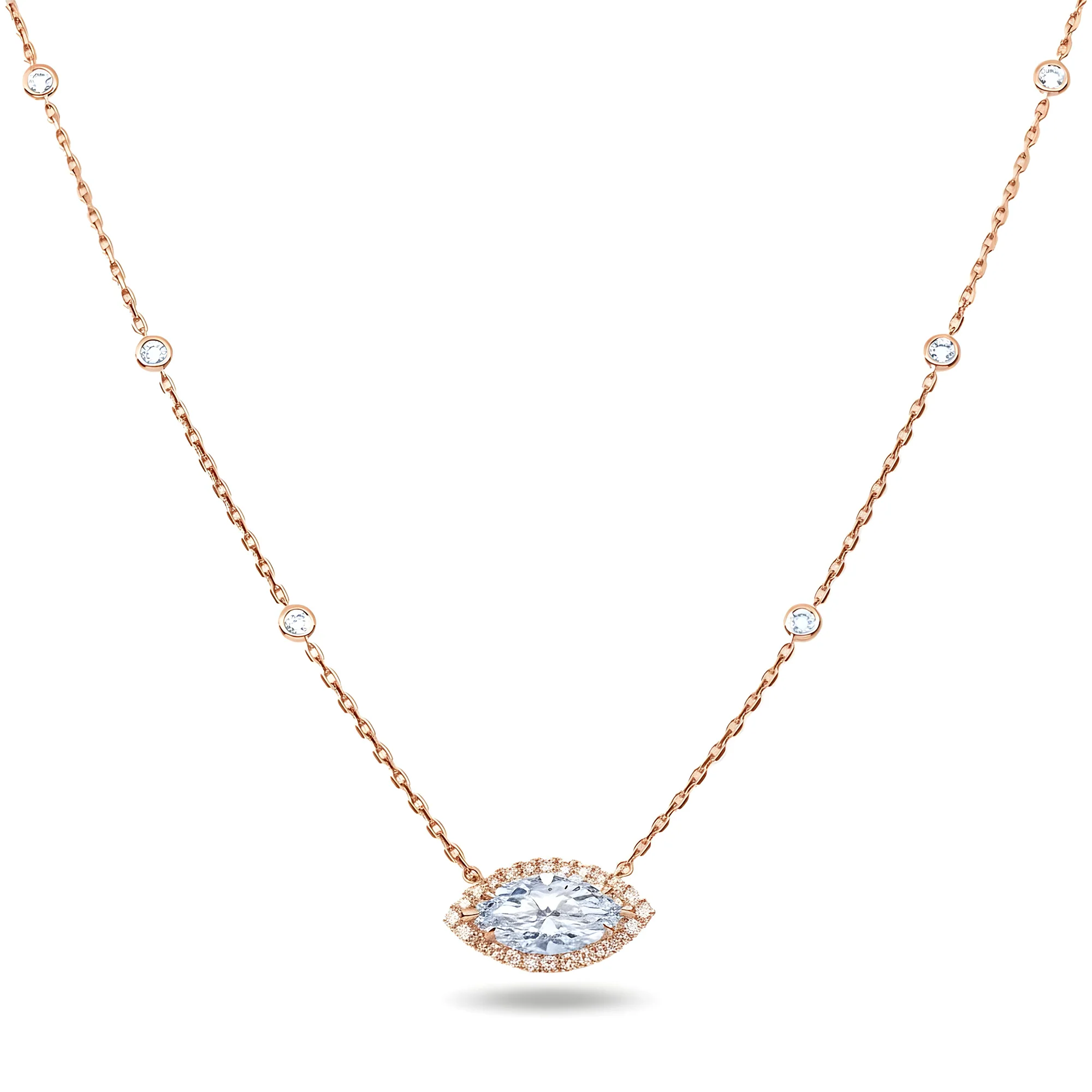 IGI 18K White Gold Round & Marquise Cut Diamond Necklace 3.32ct - Image 6