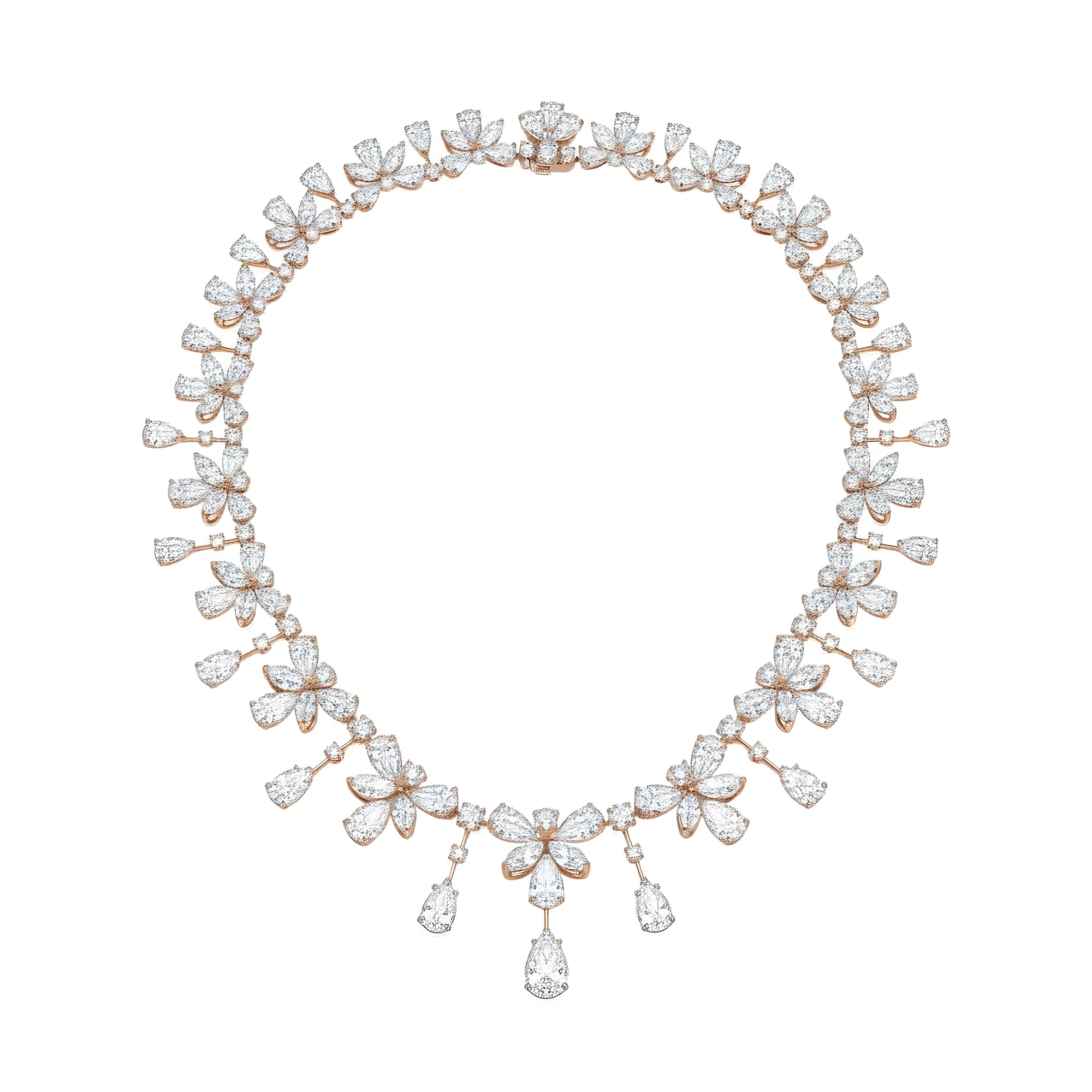 18K White Gold Round & Pear Cut Diamond Necklace 85.85ct - Image 6