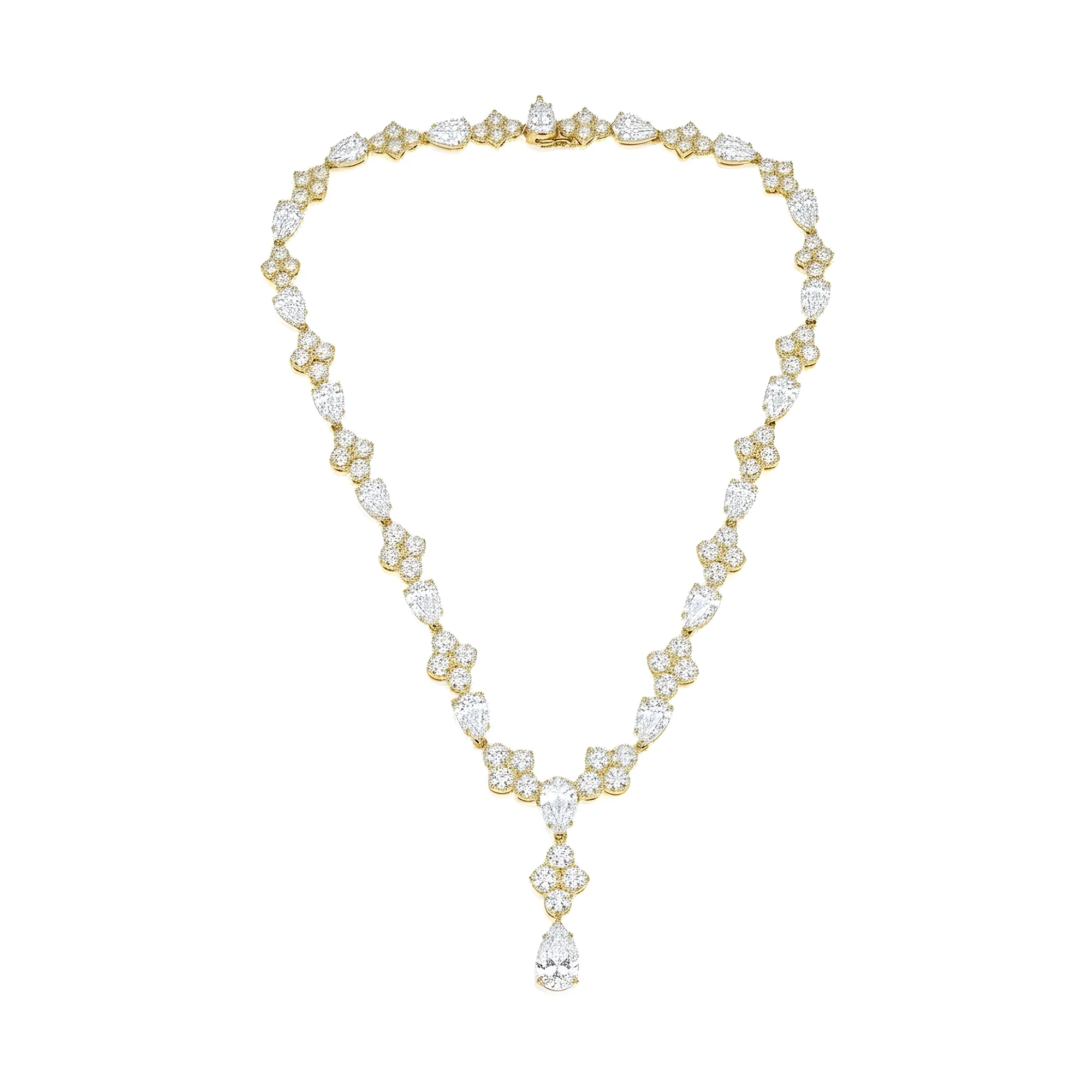 18K White Gold Round & Pear Cut Diamond Drop Necklace 52.43ct - Image 7