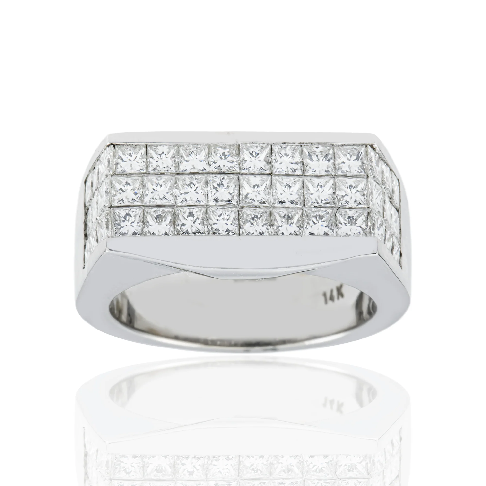 18K White Gold Princess Cut Diamond Ring 1.85ct