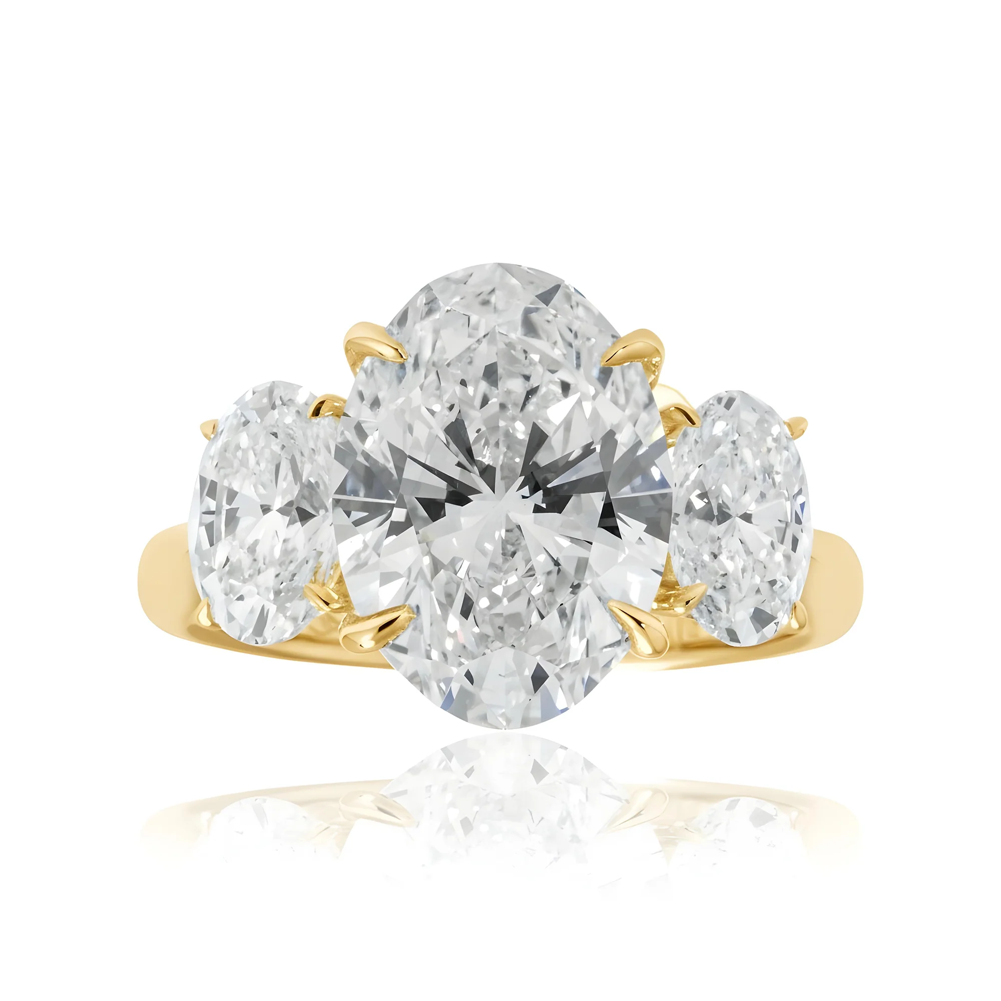 18K White Gold 4.24ct Triple Oval Cut Diamond Engagement Ring 6.01ctw - Image 7