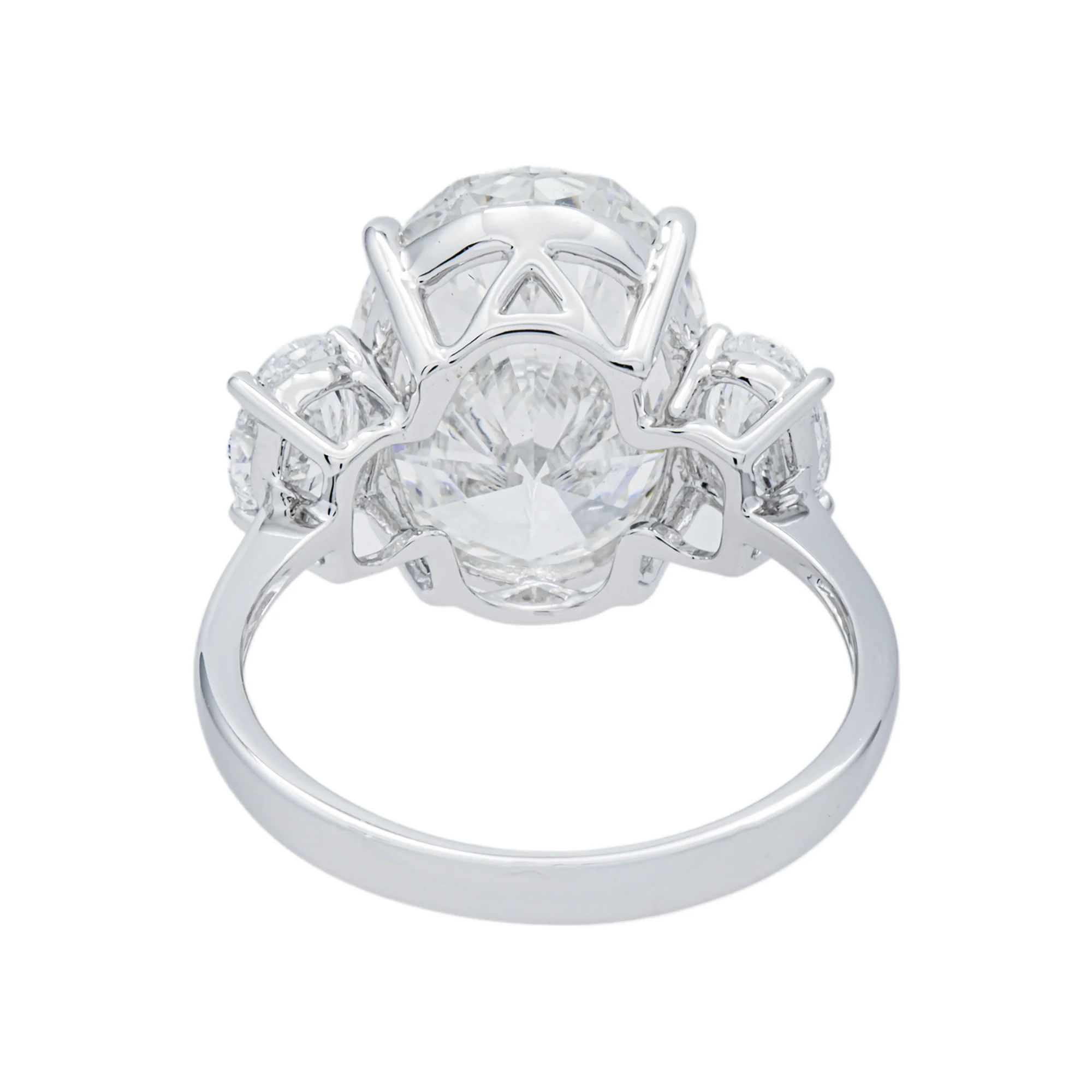 18K White Gold Triple Oval Diamond Engagement Ring 7.36ctw - Image 4