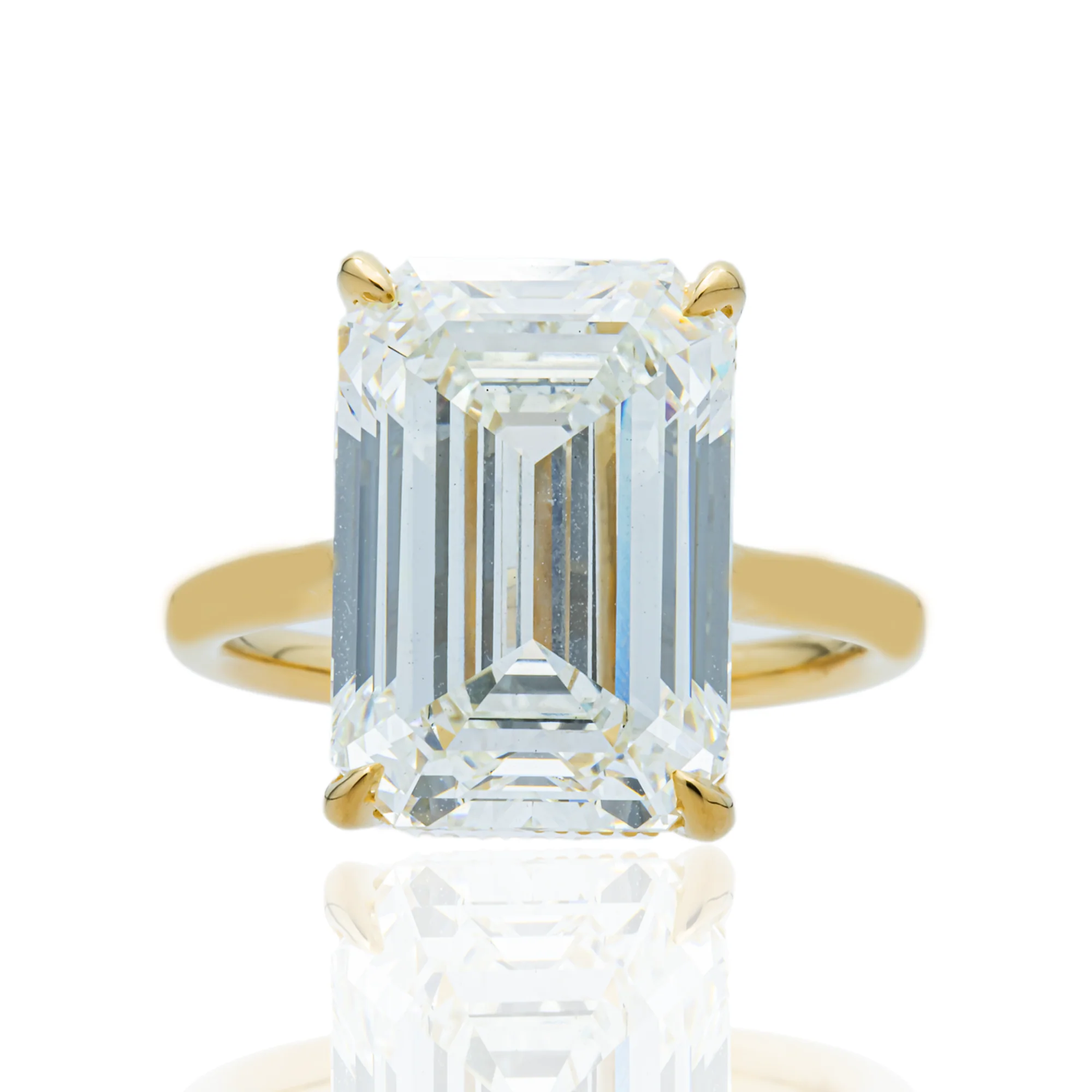 18K Yellow Gold 10.04ct Emerald Diamond Engagement Ring 10.24ctw