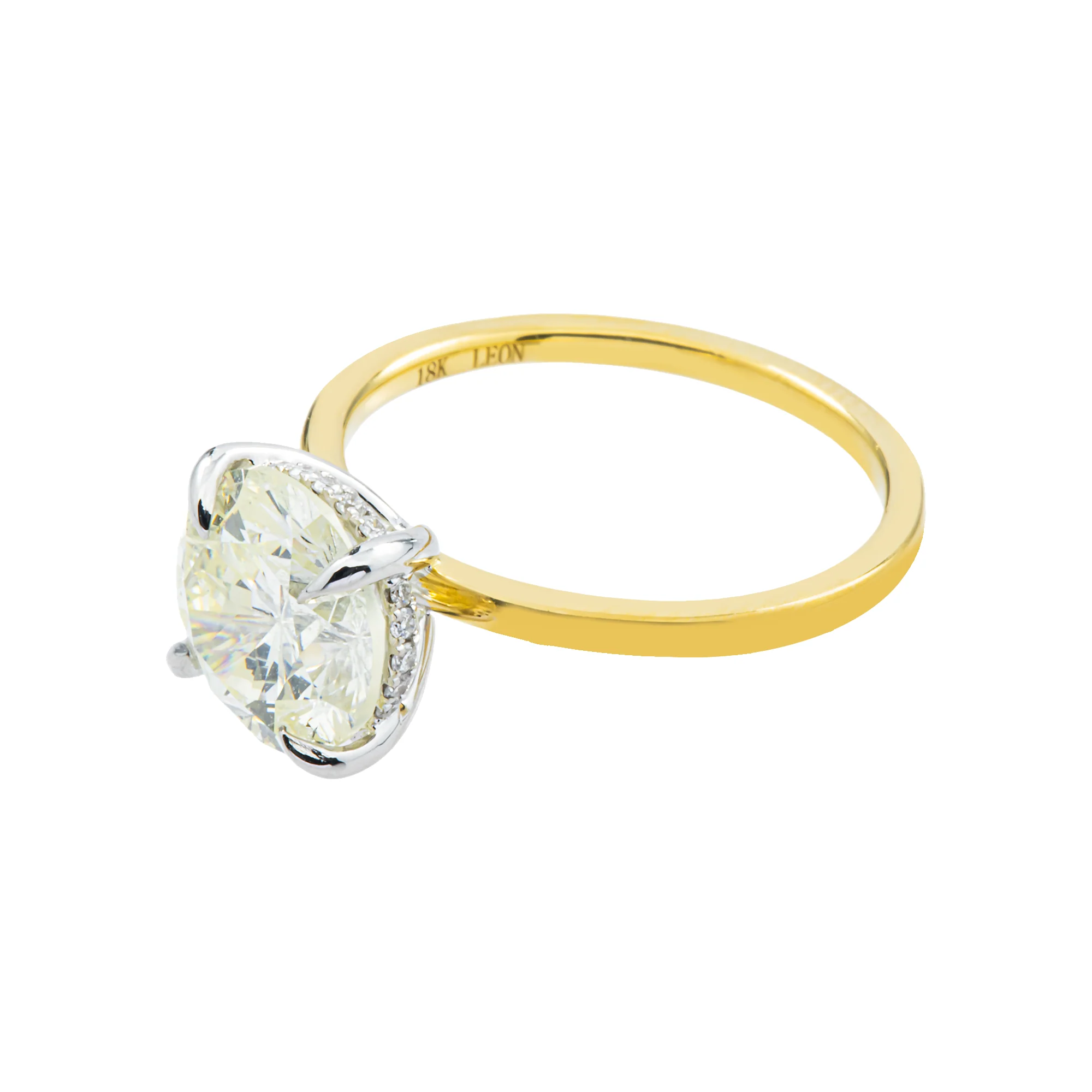 18K Yellow Gold 3.0ct Round Diamond Engagement Ring 3.08ct - Image 5