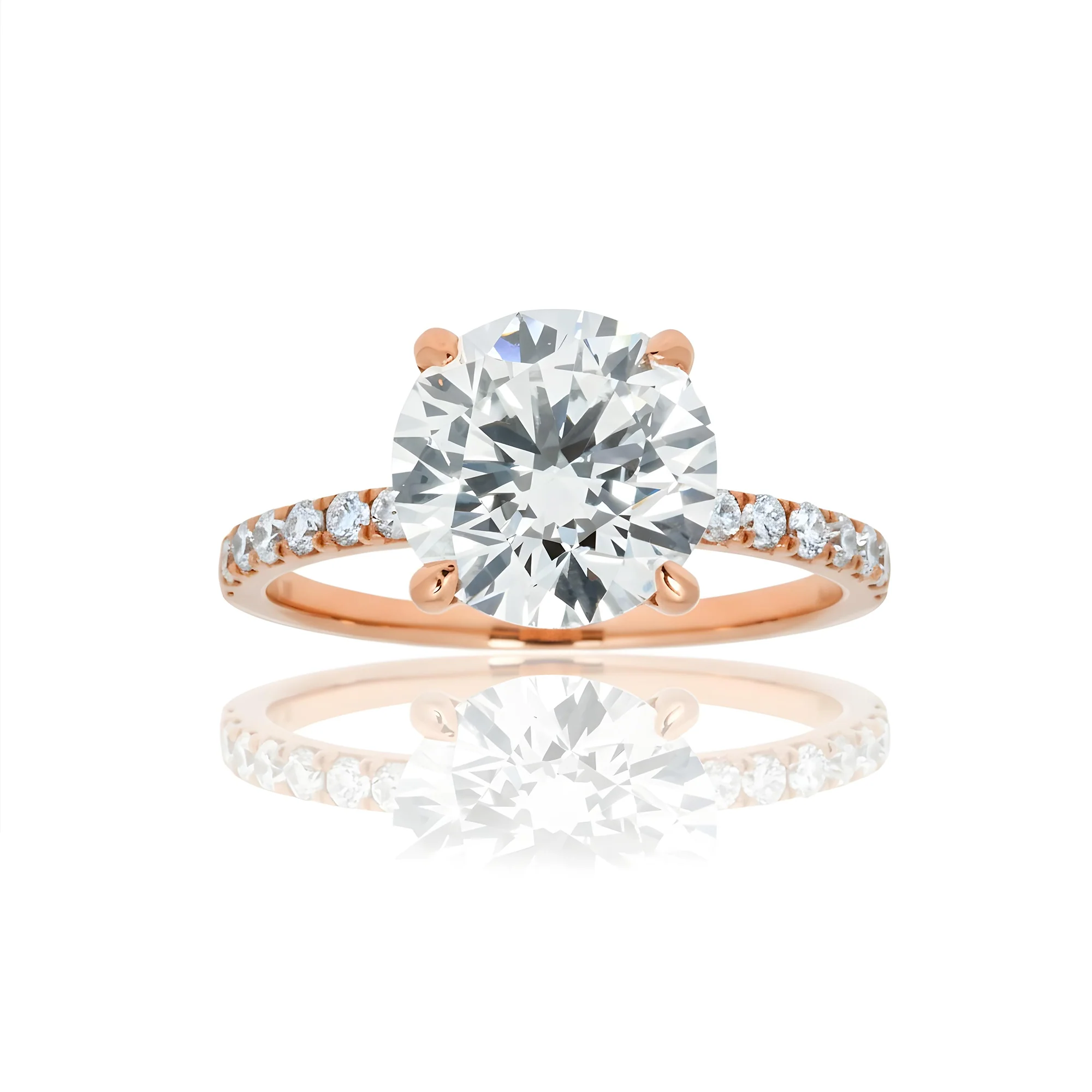 18K Yellow Gold 3.17ct Round Cut Diamond Engagement Ring 3.57ctw - Image 10