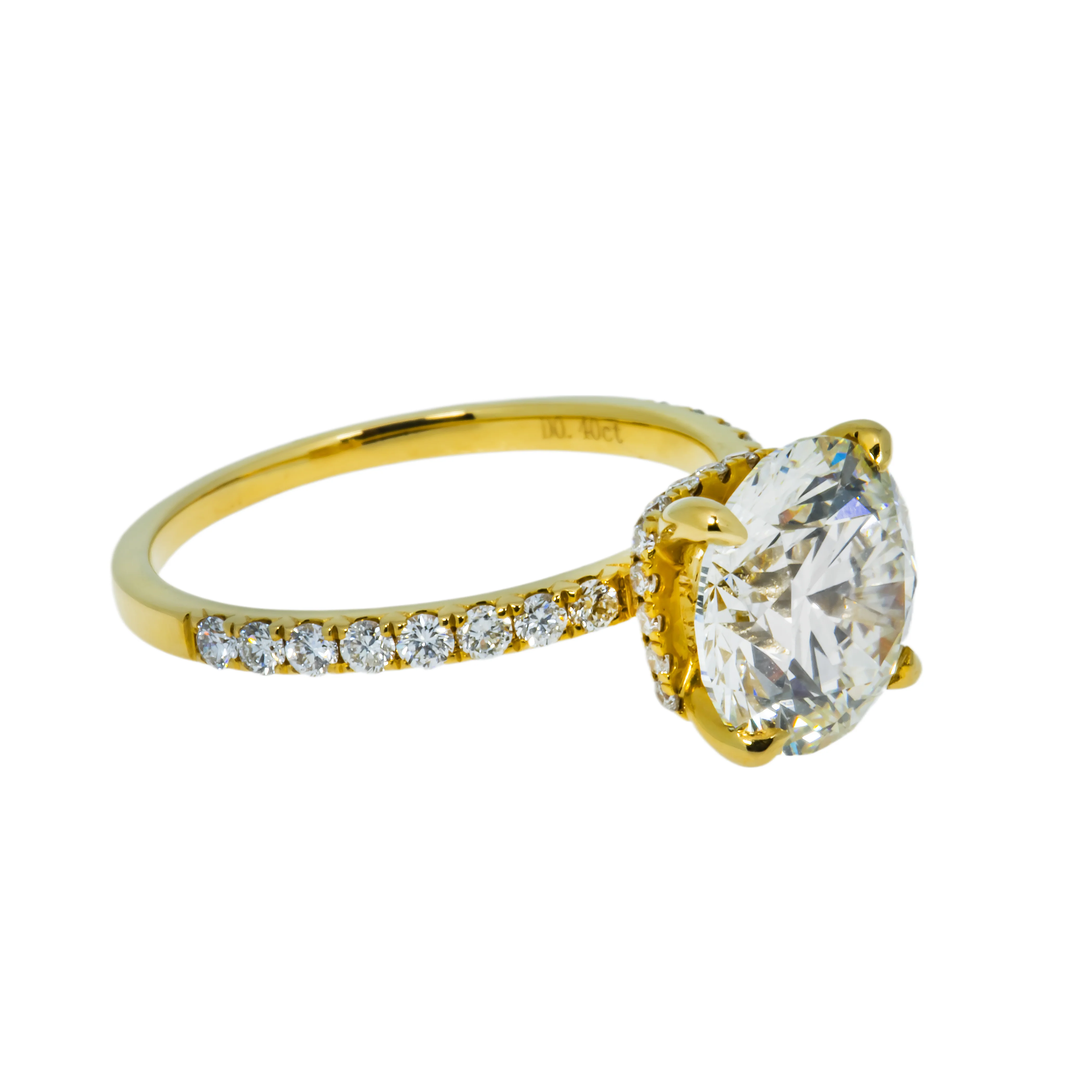 18K Yellow Gold 3.17ct Round Cut Diamond Engagement Ring 3.57ctw - Image 4