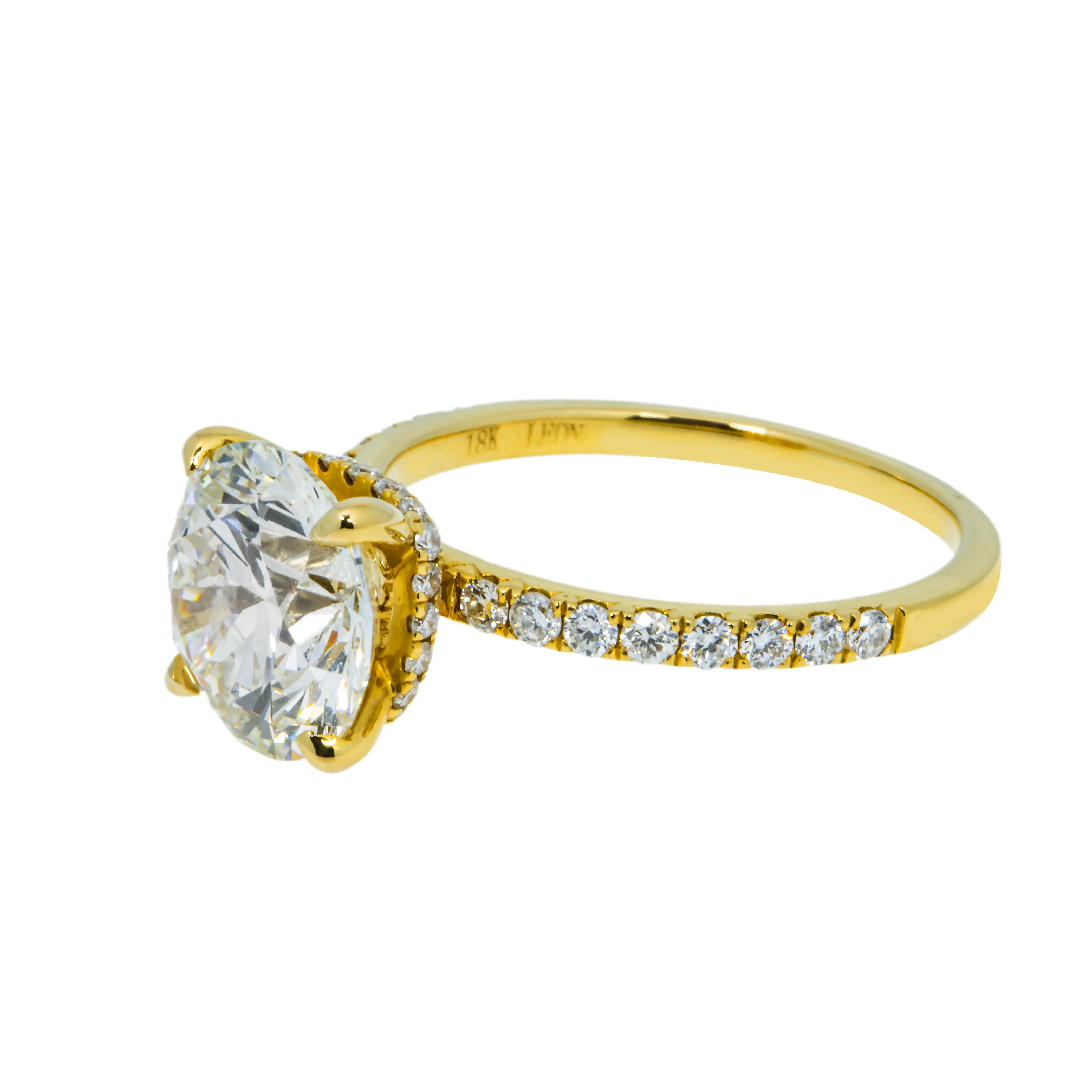 18K Yellow Gold 3.17ct Round Cut Diamond Engagement Ring 3.57ctw - Image 5