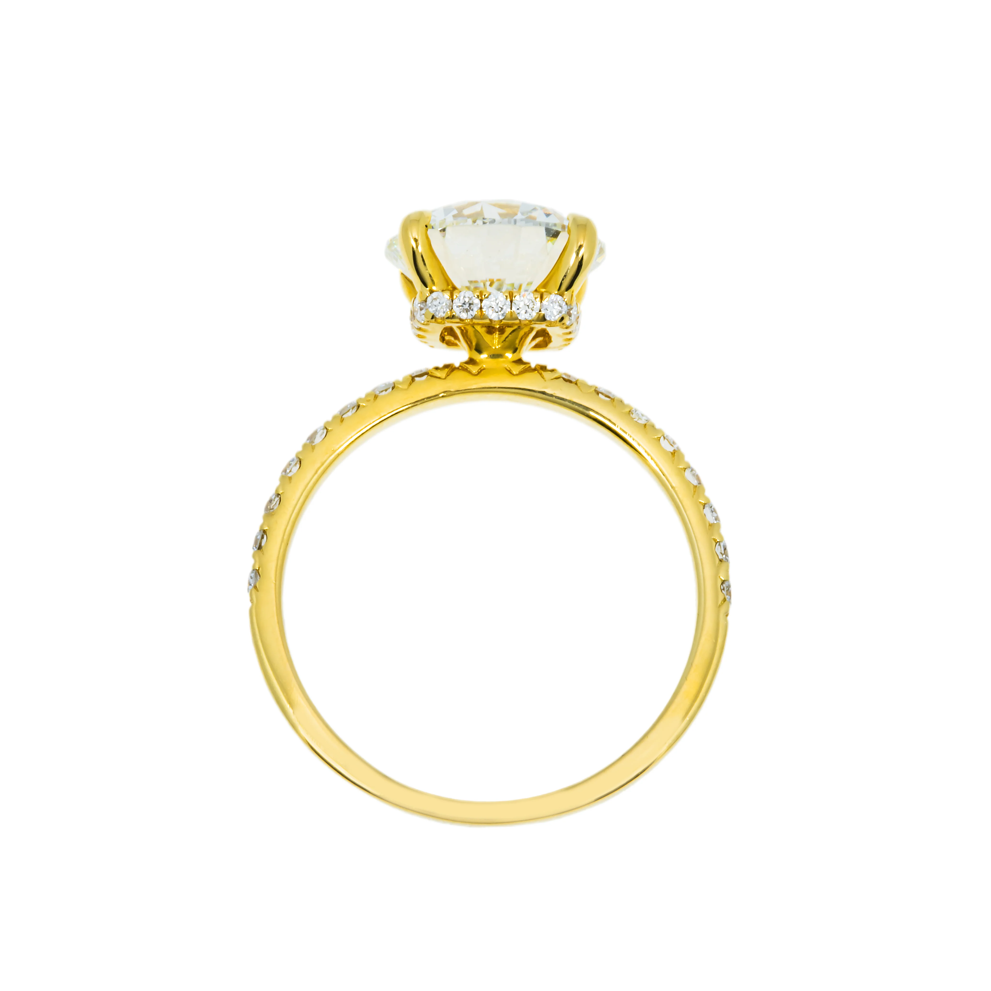 18K Yellow Gold 3.17ct Round Cut Diamond Engagement Ring 3.57ctw - Image 6