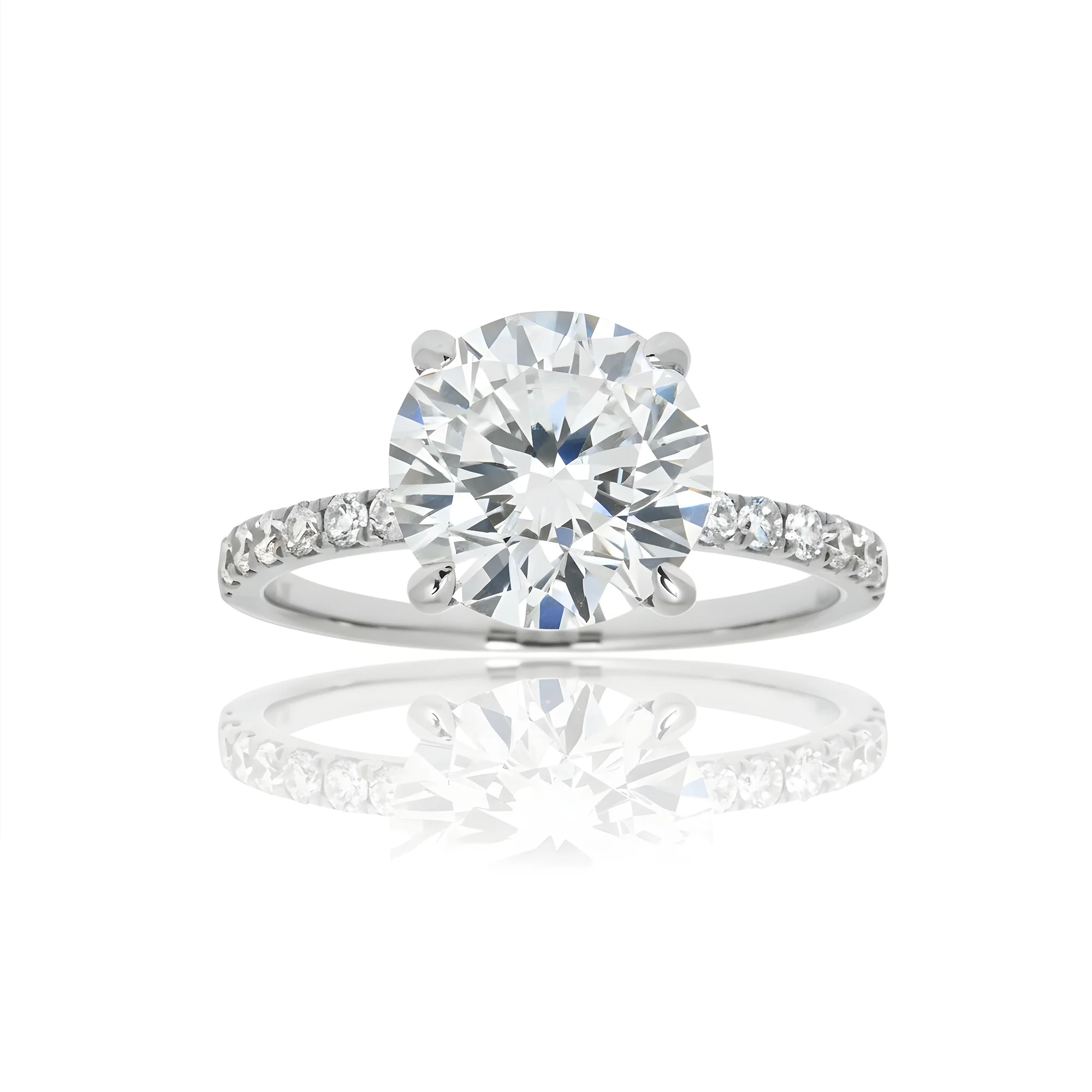 18K Yellow Gold 3.17ct Round Cut Diamond Engagement Ring 3.57ctw - Image 7