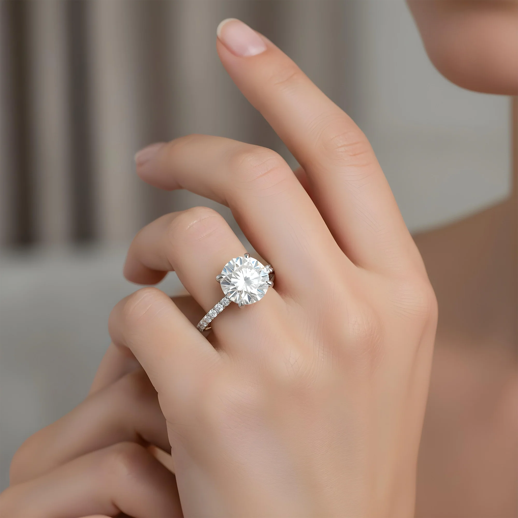 18K Yellow Gold 3.17ct Round Cut Diamond Engagement Ring 3.57ctw - Image 9