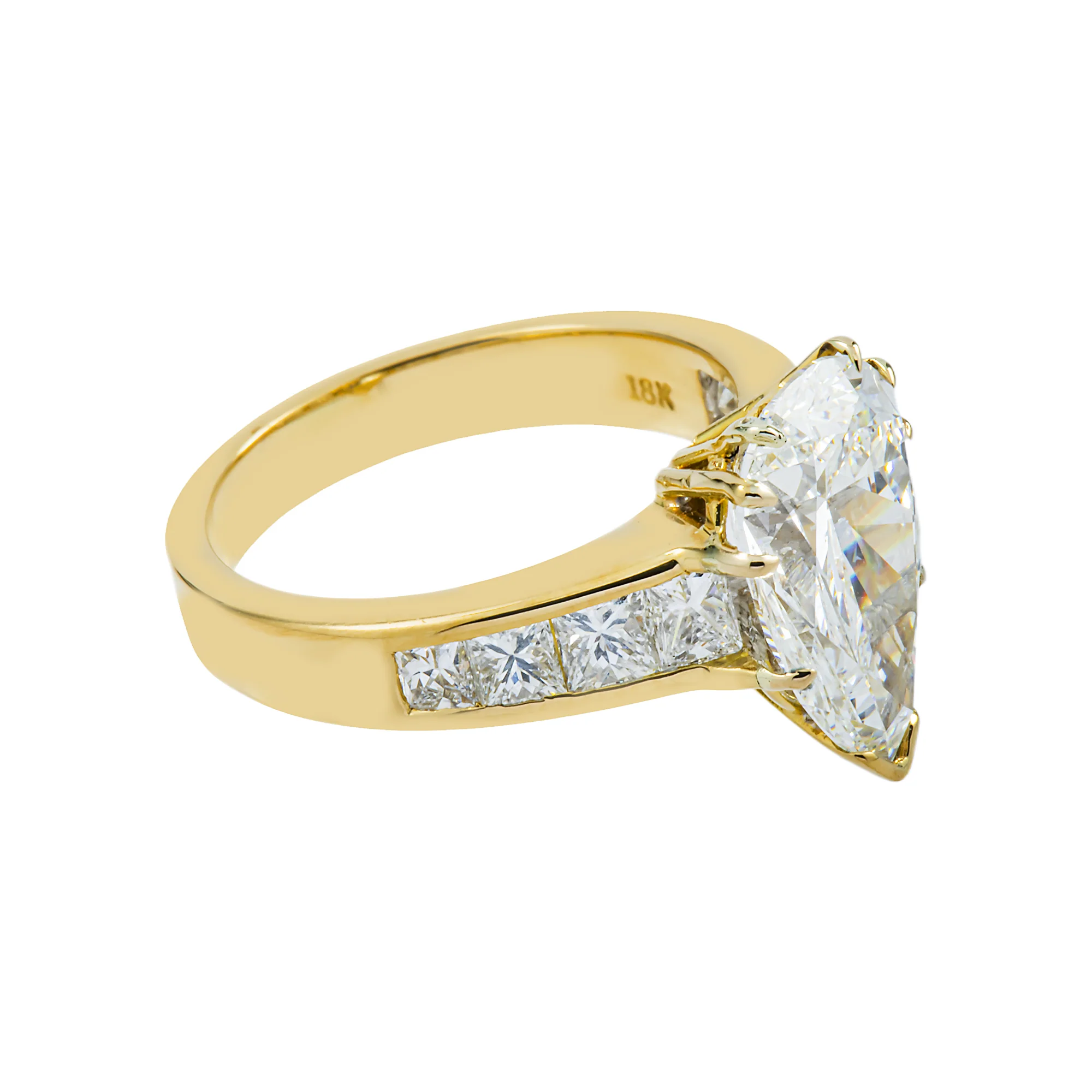 18K Yellow Gold 3.20ct Pear Cut Diamond Engagement Ring 4.45ctw - Image 3