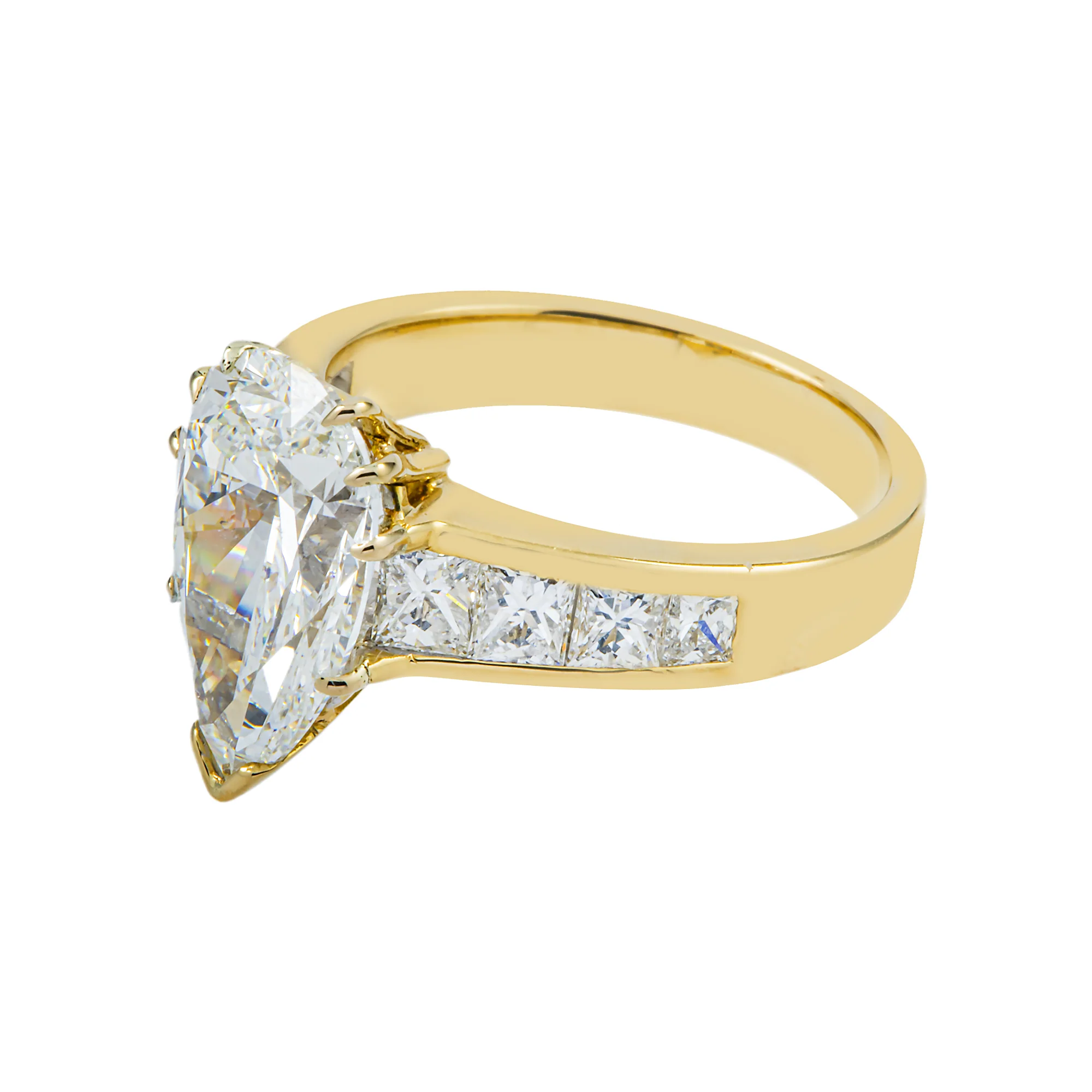 18K Yellow Gold 3.20ct Pear Cut Diamond Engagement Ring 4.45ctw - Image 5