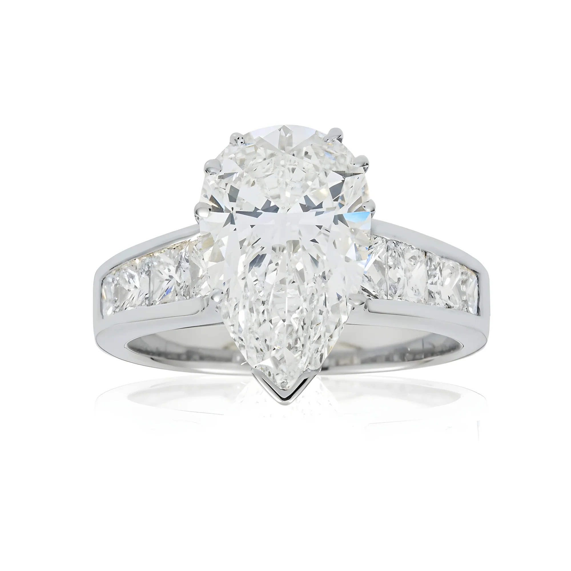 18K Yellow Gold 3.20ct Pear Cut Diamond Engagement Ring 4.45ctw - Image 6