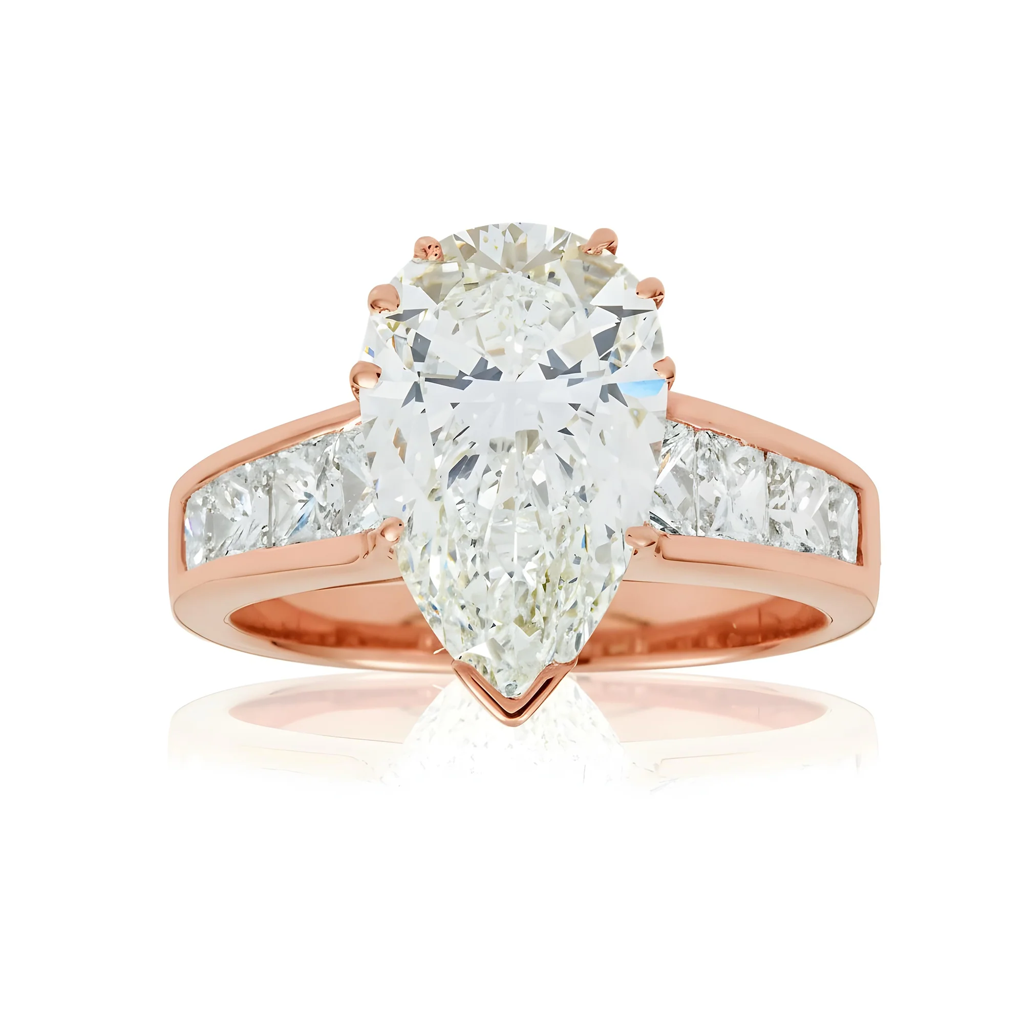 18K Yellow Gold 3.20ct Pear Cut Diamond Engagement Ring 4.45ctw - Image 9