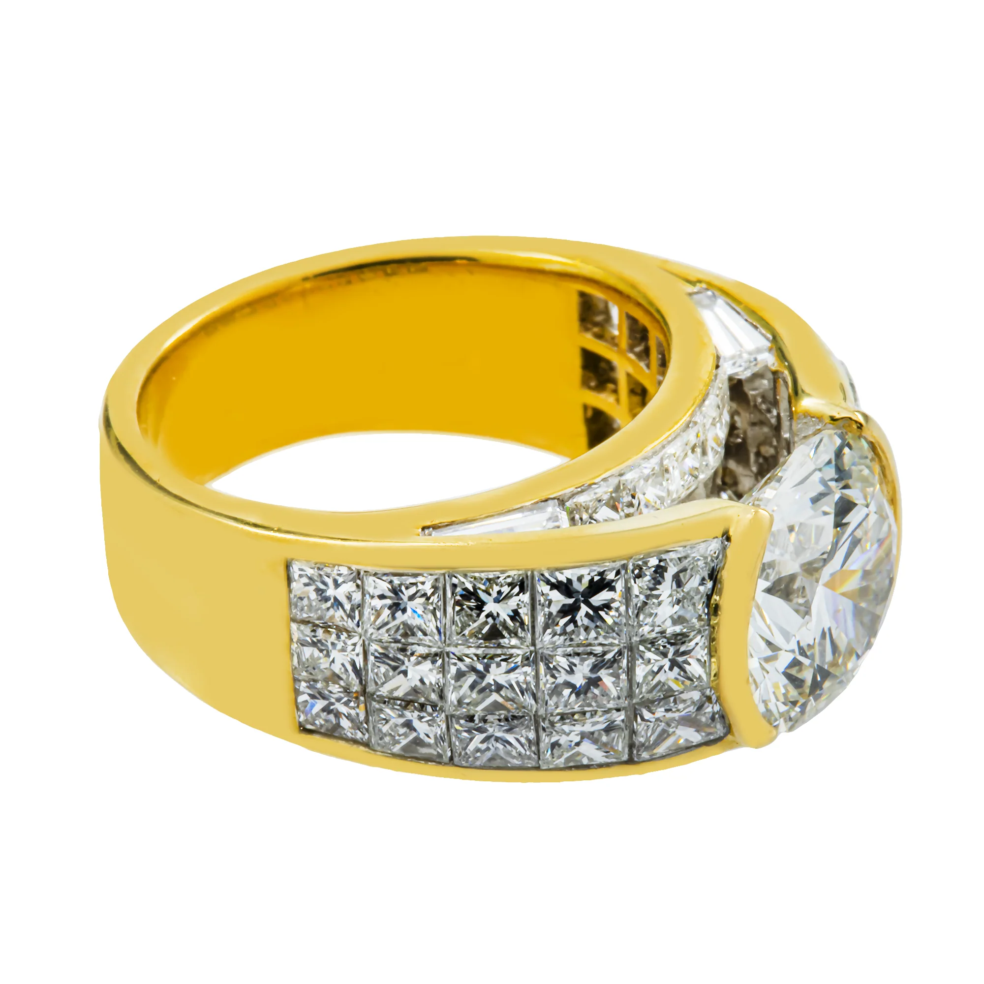 18K Yellow Gold 3.71ct Round Diamond Chandelier Ring 8.10ctw - Image 3