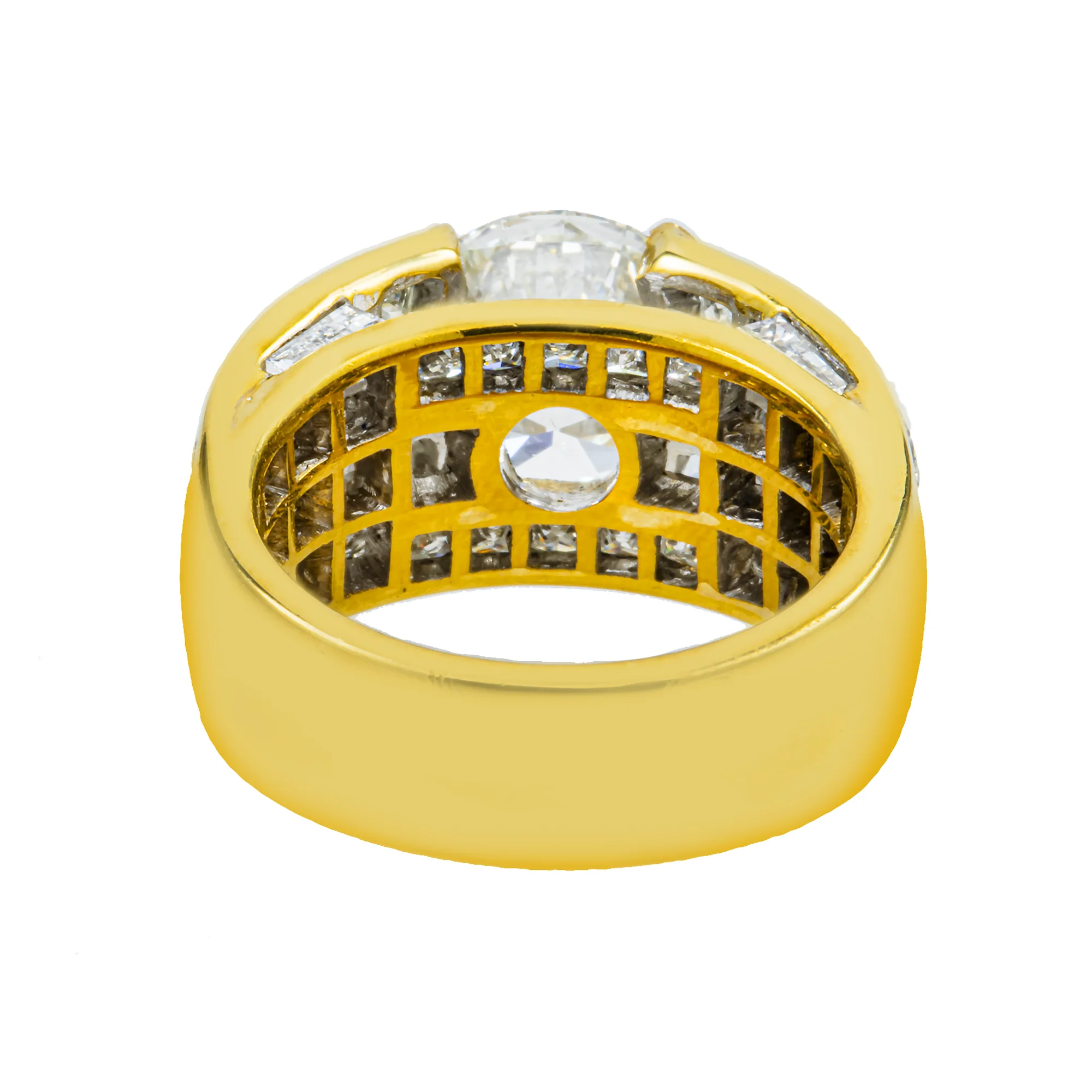 18K Yellow Gold 3.71ct Round Diamond Chandelier Ring 8.10ctw - Image 4